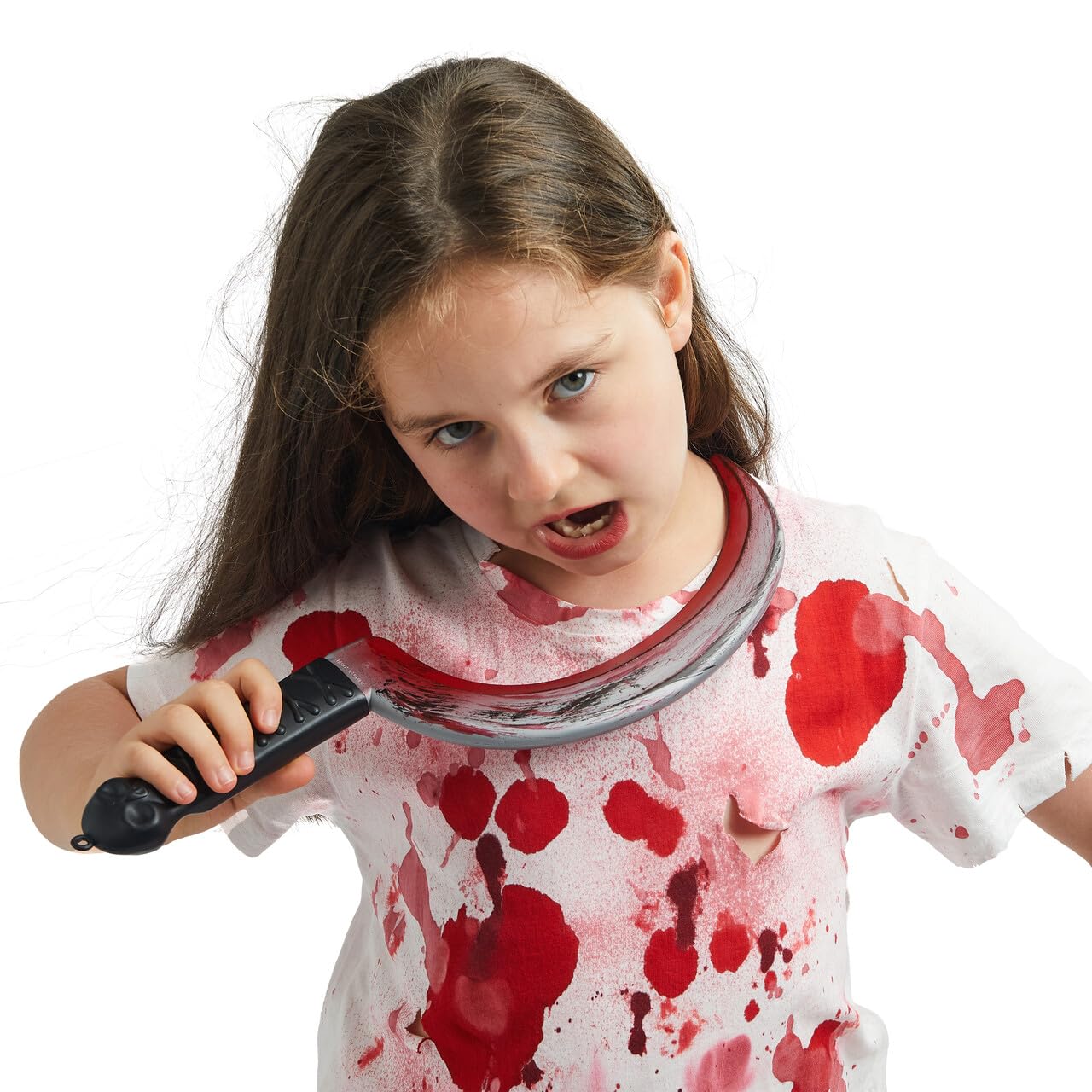Syncfun 14.8 Inch Halloween Fake Sickle With Fake Blood Prop,Large Plastic Halloween Prop Knife Toy for Costume Accessories Horror Costumes,Scary Accessories for Kids & Adults