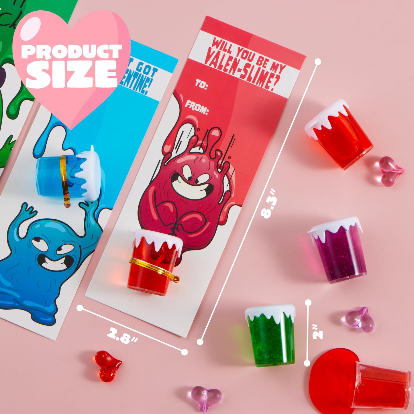 28 PCS Valentines Day Cards with Slime, Stress Relief Fidget Slime Valentines Toy for Kids Valentines Classroom Favors Exchange Card Gifts pack