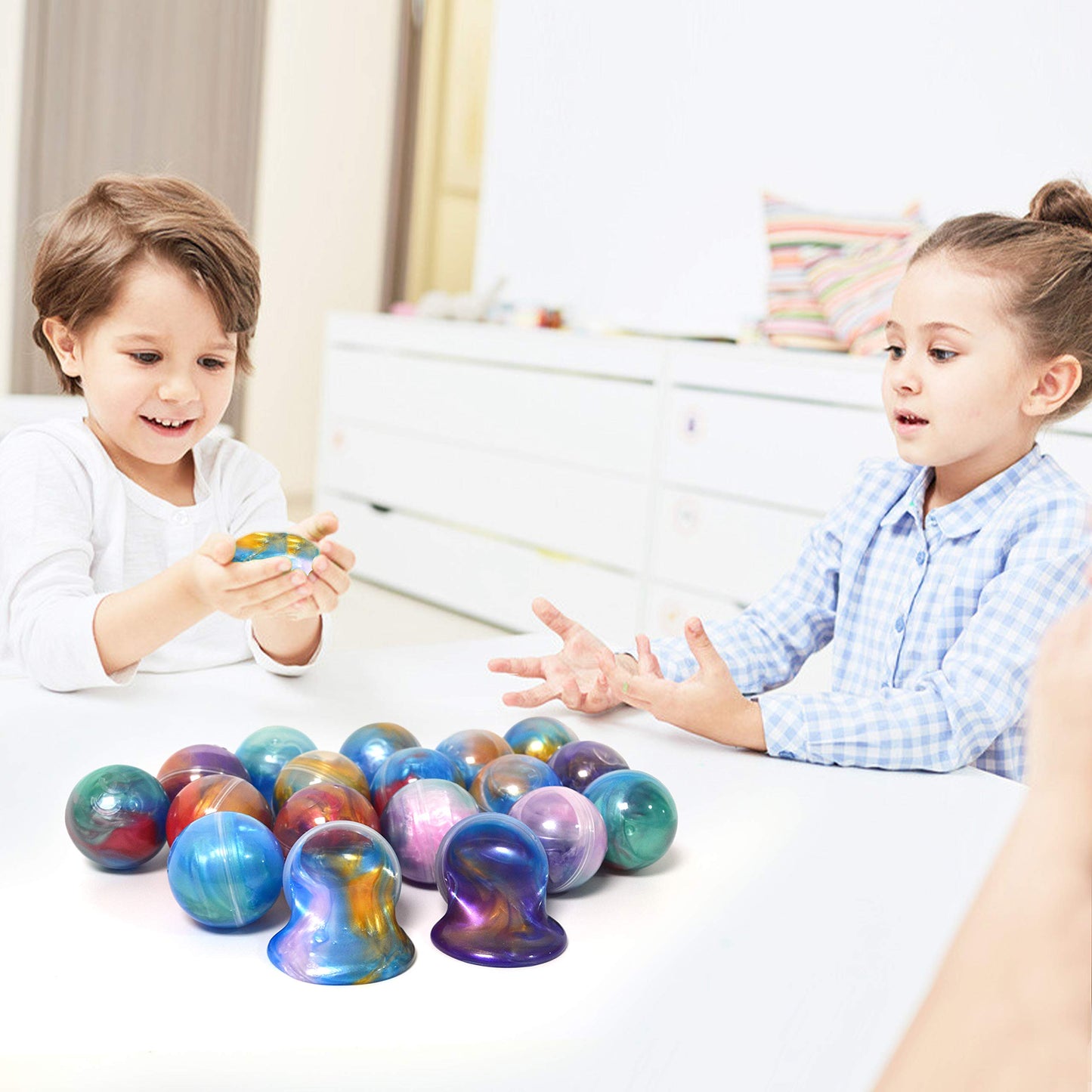28 Packs Valentines Galaxy Slime With Cards for Kids, Stress Relief Fidget Toy for Kids Valentines Class Exchange Cards, Valentines Party Favors