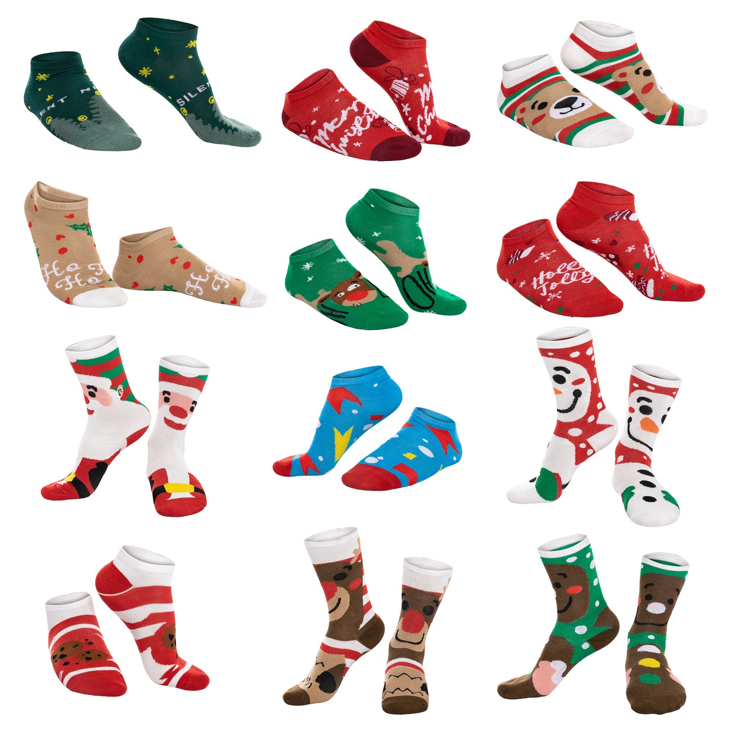 SYNCFUN 2024 Christmas Advent Calendar 12 Days of Christmas Warm Cotton Socks for Women Countdown Calendar Includes 8 Low Cut Socks and 4 Knee High Socks Gift for Holiday Christmas Party Favor Gifts