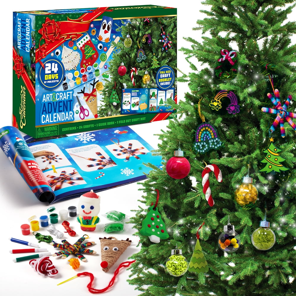 Joyfy 2026 Christmas Advent Calendar Art and Crafts Kit, 24 Days DIY Ornament Making Set with Holiday Craft Supplies for Kids Party Favors, Classroom Prizes and Xmas Gifts