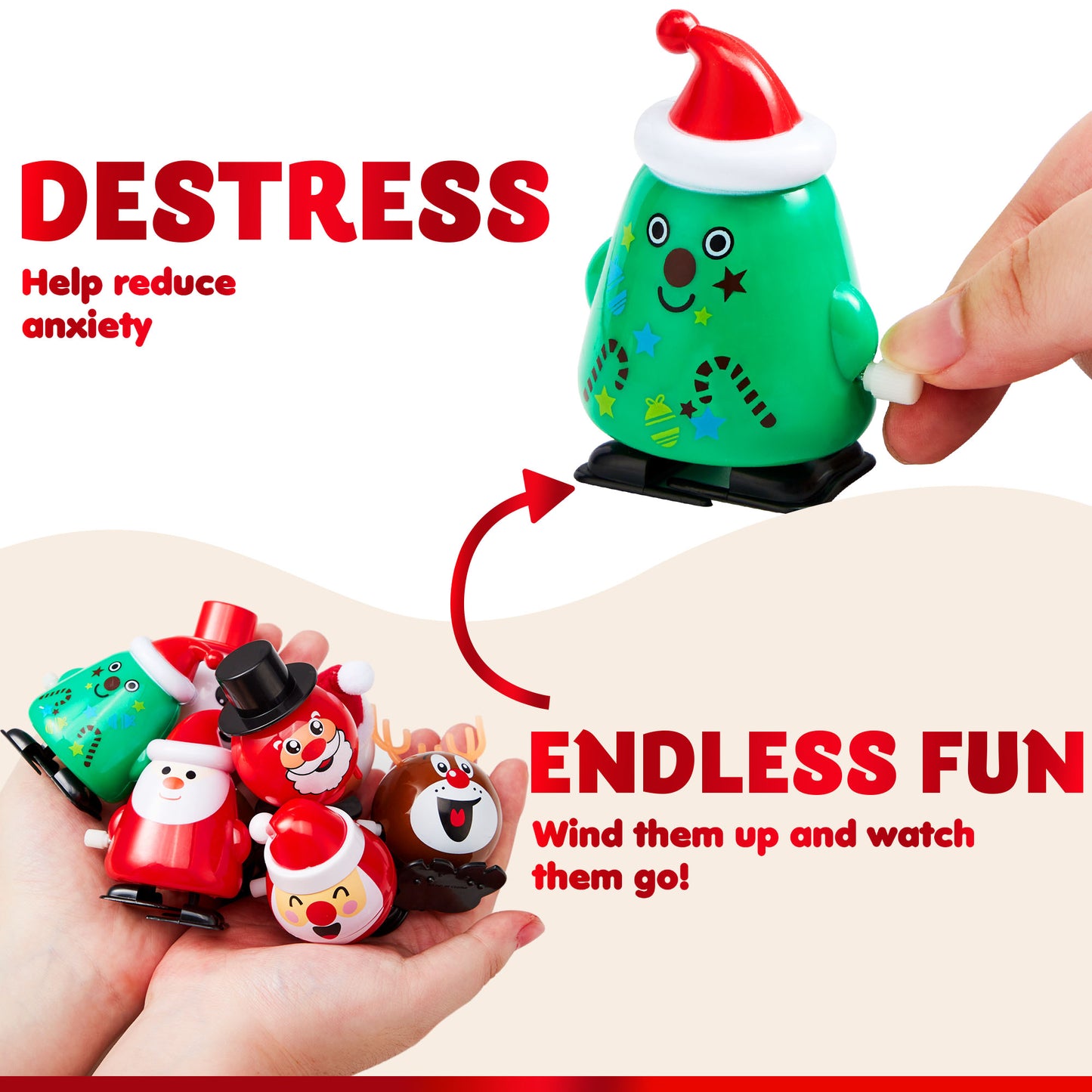 Joyfy 24 Pcs Christmas Wind Up Toys for Kids Party Favors,Clockwork Toys for Child Xmas Stuffers Birthday Gifts