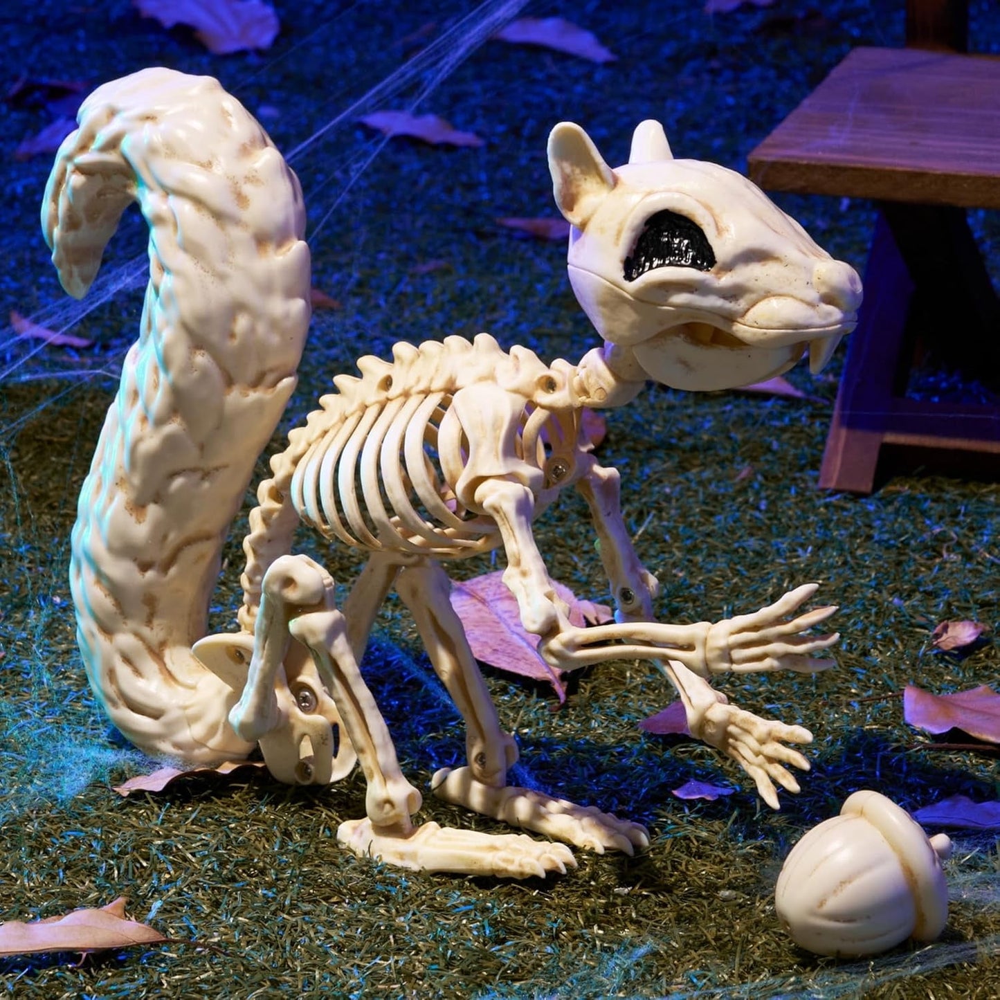 Joyfy 9.1  Squirrel Skeleton Halloween Decoration, Posable Plastic Animals Halloween Skeleton for Indoor Outdoor Halloween Decorations