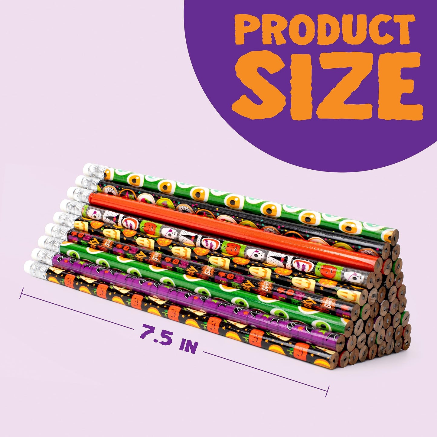 SYNCFUN 48 Pcs Halloween Pencils Bulk with Eraser for Kids,Colorful Pencils Stationery Pencil Set,Halloween Favors Prizes for Kids,Halloween Bulk Toys