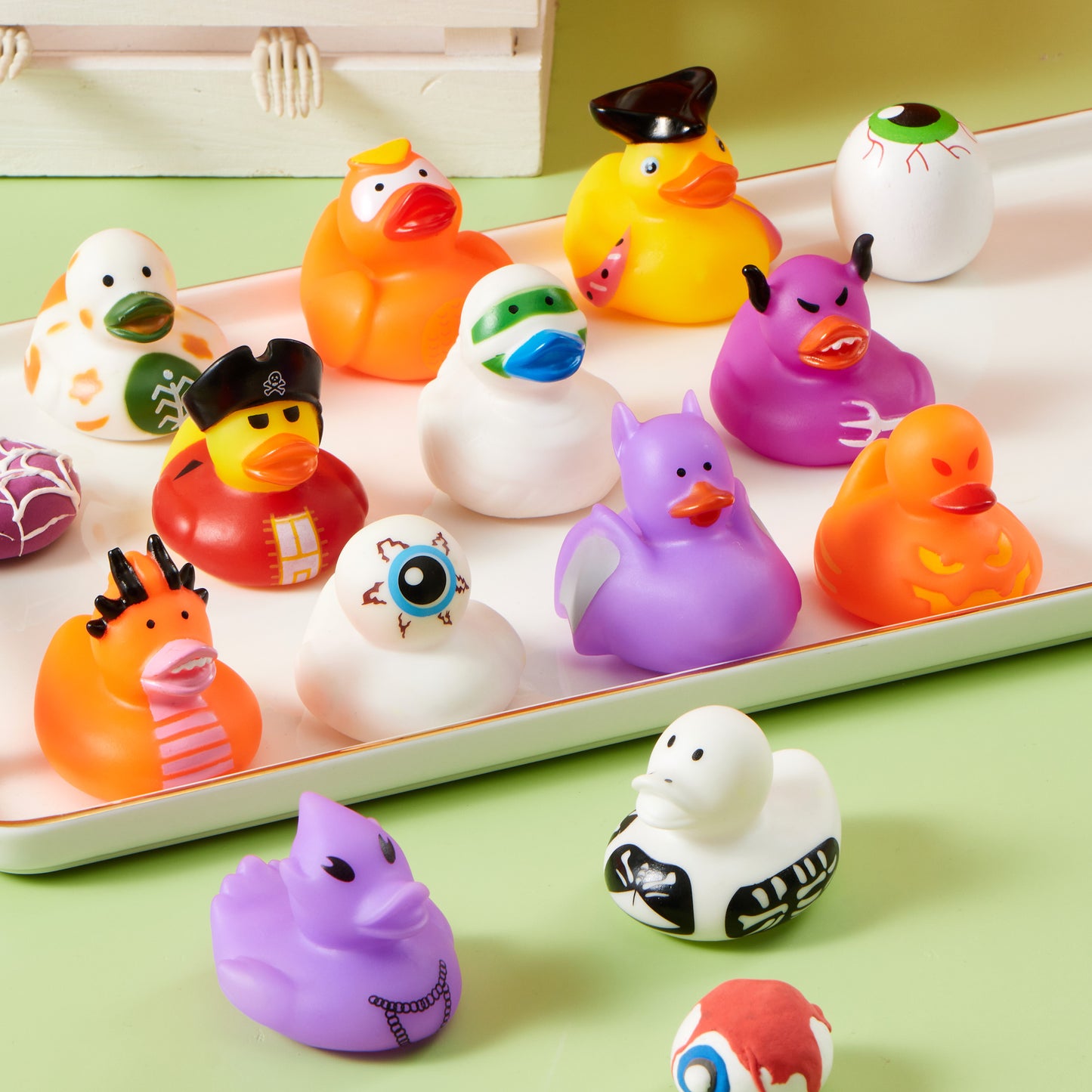 SYNCFUN 12 Pcs Halloween Rubber Ducks,Halloween Toys Glow-in-The-Dark Rubber Ducks in Bulk for Baby Toddlers Kids,Halloween Bath Toy Basket Prizes,Halloween Toys for Trick or Treaters