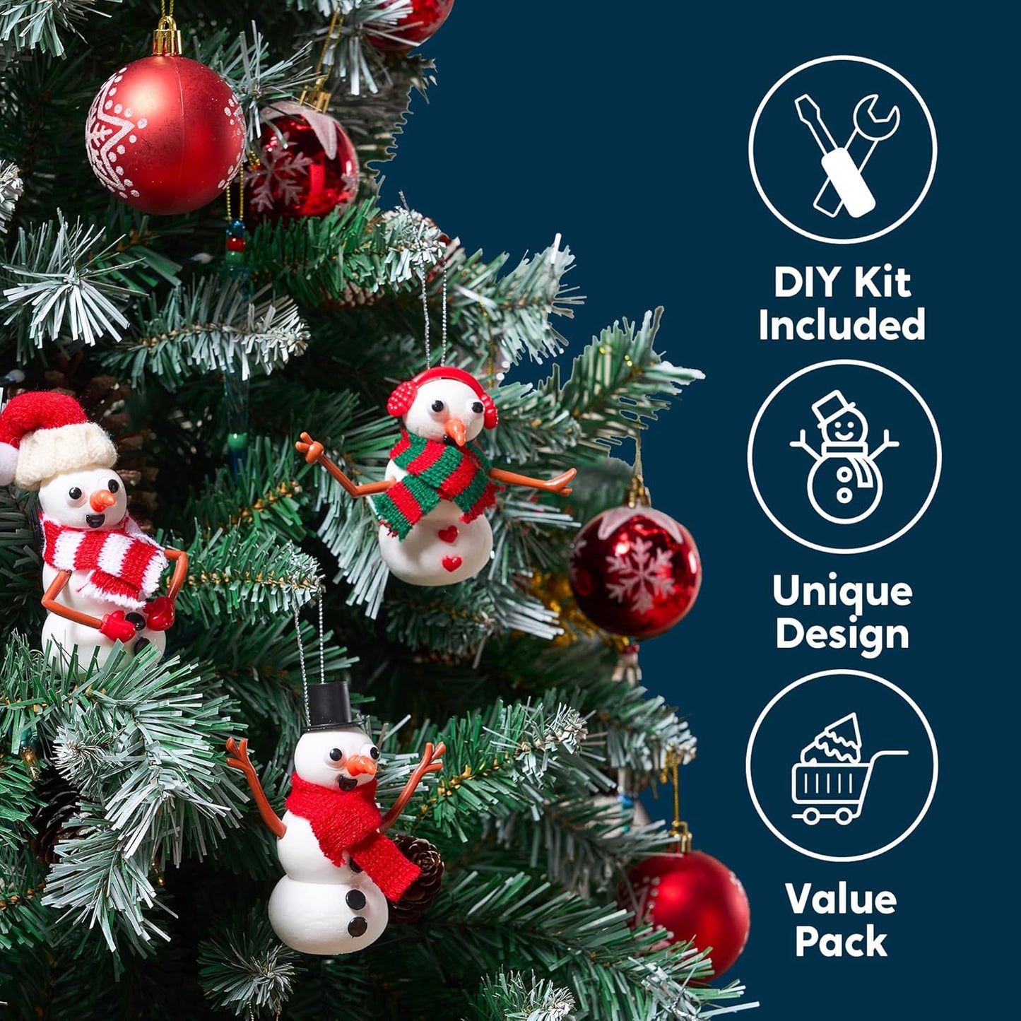 SYNCFUN 3 Pack DIY Snowman Christmas Craft Kit Christmas Build Your Snowman Craft Kit for Xmas Arts and Craft Activities