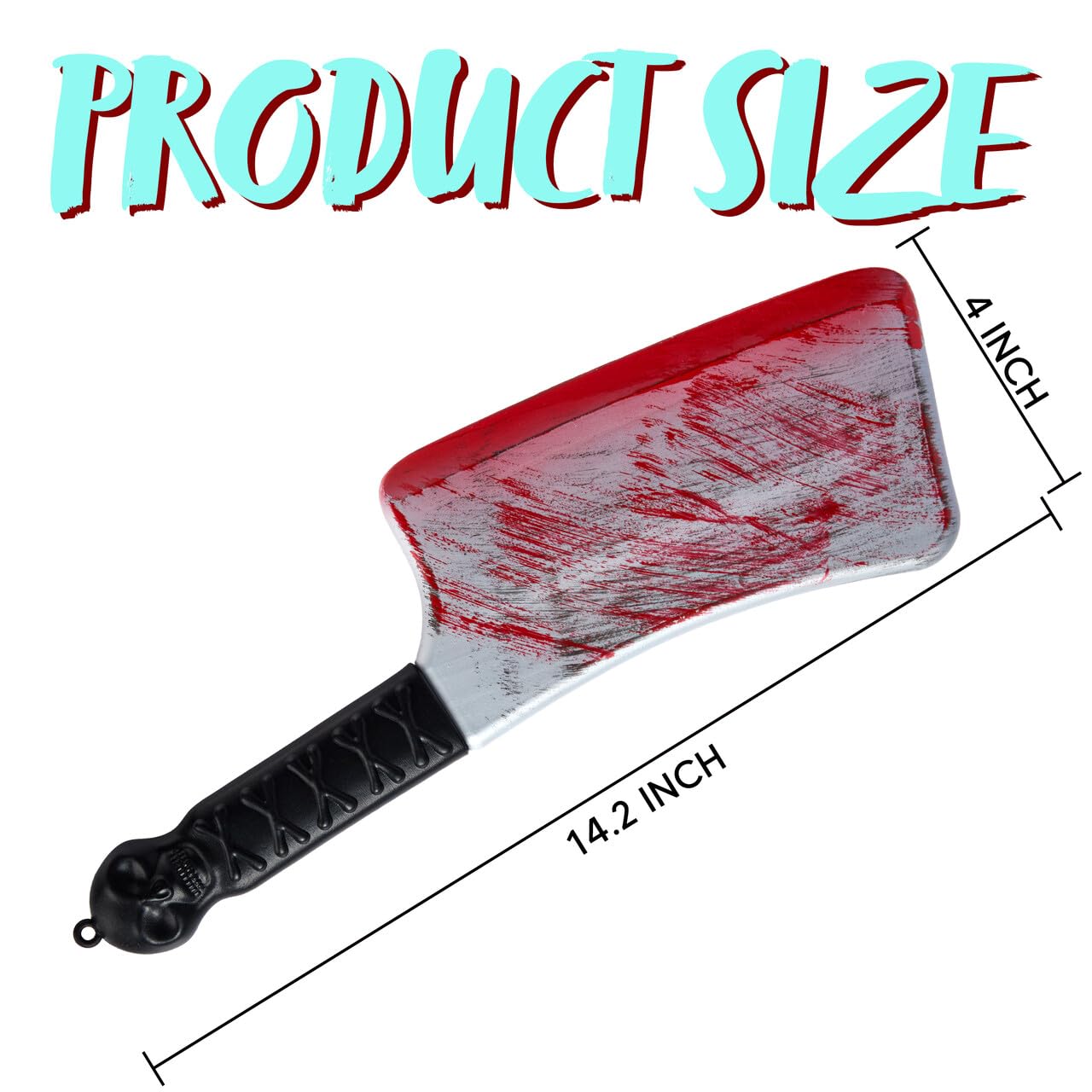 SYNCFUN 14.2 Inch Halloween Fake Cleaver With Fake Blood Prop,Large Plastic Halloween Prop Knife Toy for Costume Accessories Horror Costumes,Scary Accessories for Kids & Adults