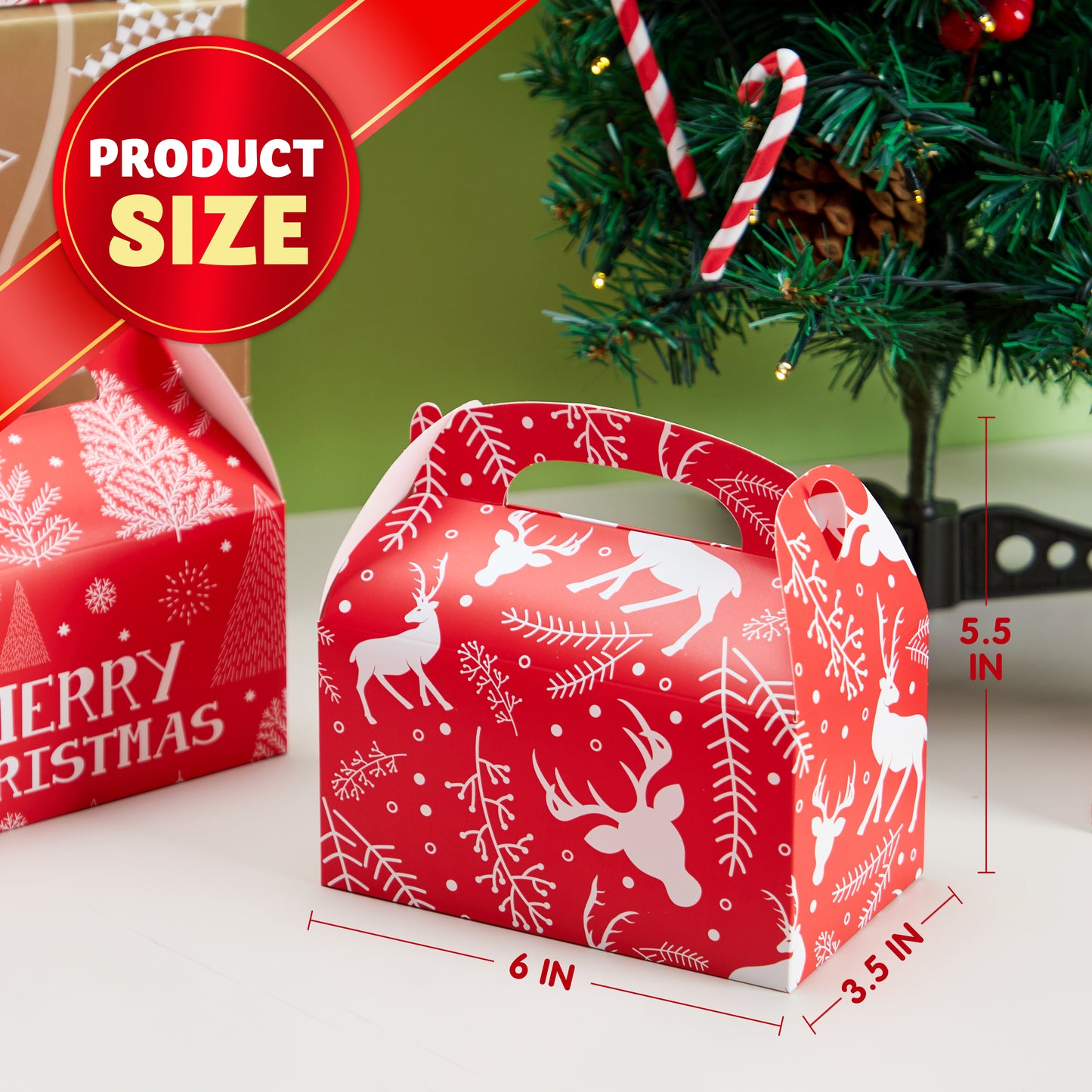 Joyfy 24 Pcs 3D Christmas House Gift Boxes for Holiday Xmas Presents, Goodie Paper Boxes, School Classroom Party Favor Supplies, Candy Treat Cardboard Cookie Wrapping Boxes