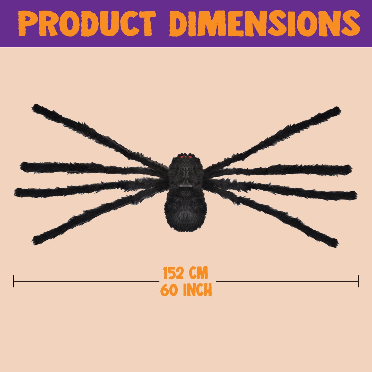 Joyfy 5 ft Giant Spider Halloween Decorations,Scary Spider Halloween Outdoor Party Decorations Props Halloween Yard Decorations,Black
