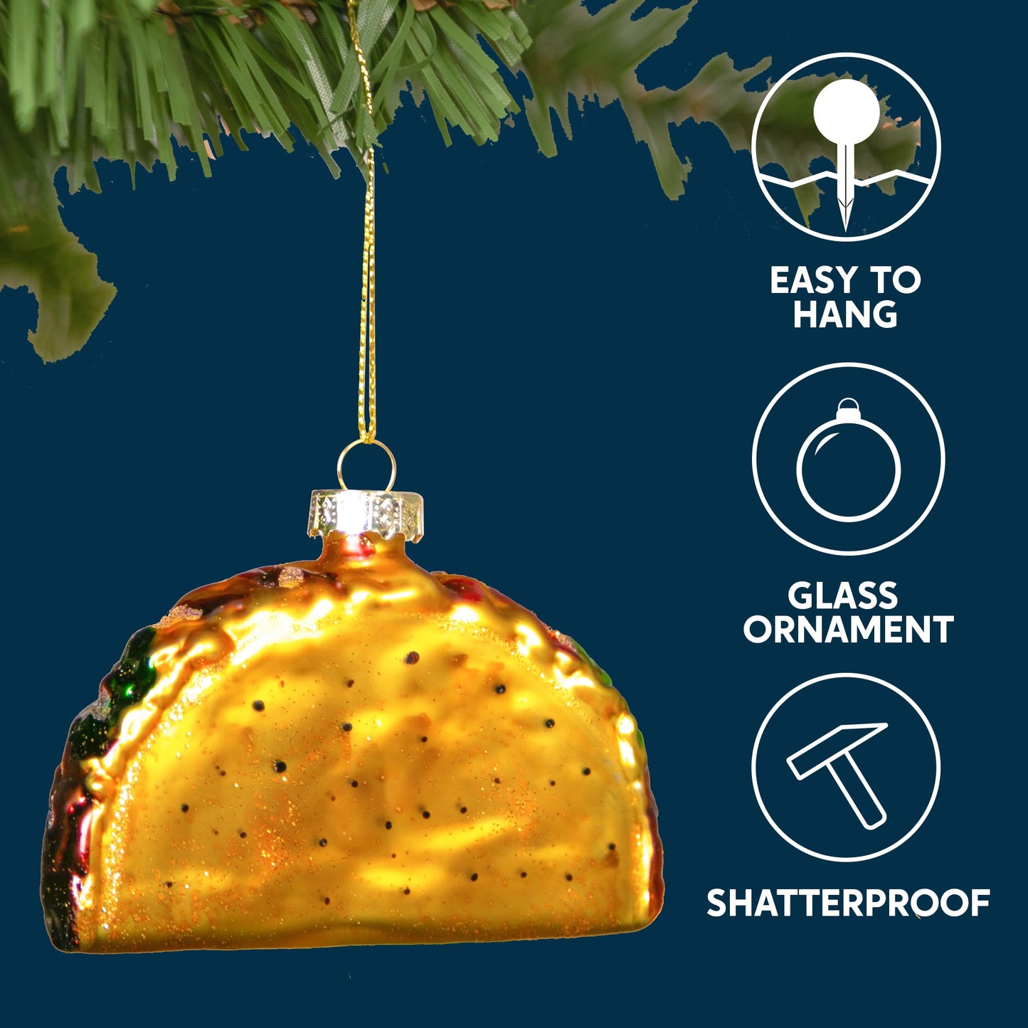 SYNCFUN Christmas Glass Blown Ornament Taco and Burrito Set Handcrafted Hanging Christmas Tree Decoration for Xmas Gift Holiday Party Favor Indoor Decoration