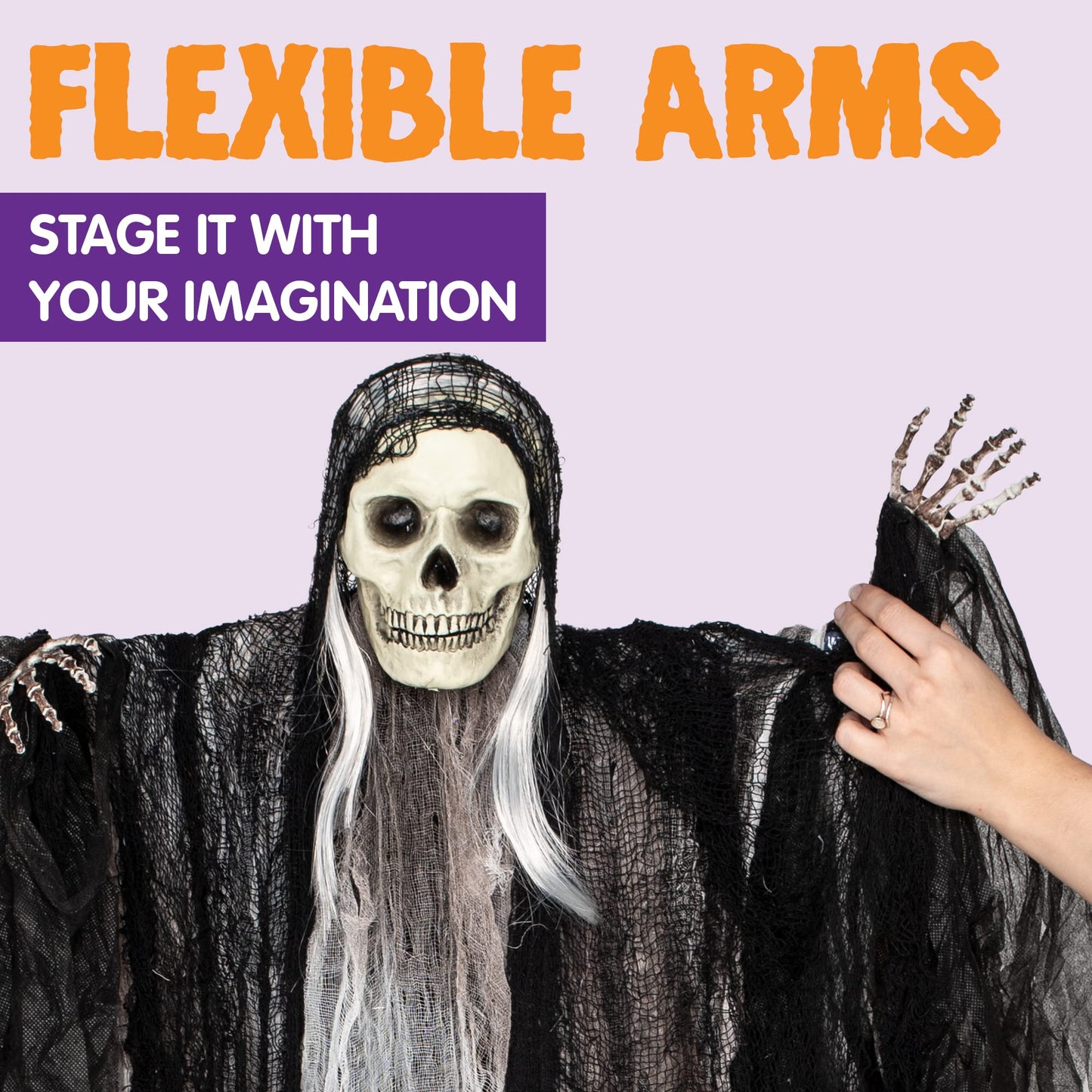 Joyfy 3 Pack Halloween Hanging Ghosts,Scary Skeleton Ghosts Grim Reapers Decorations for Halloween Indoor Outdoor Yard Home Decorations