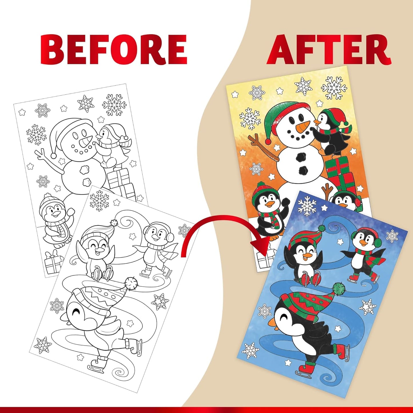 SYNCFUN 48 Pcs Christmas Coloring Book Bulk in 6 Covers, Xmas Mini Coloring Books for Kids with Snowman, Santa Santa, Reindeer(Age 8+)