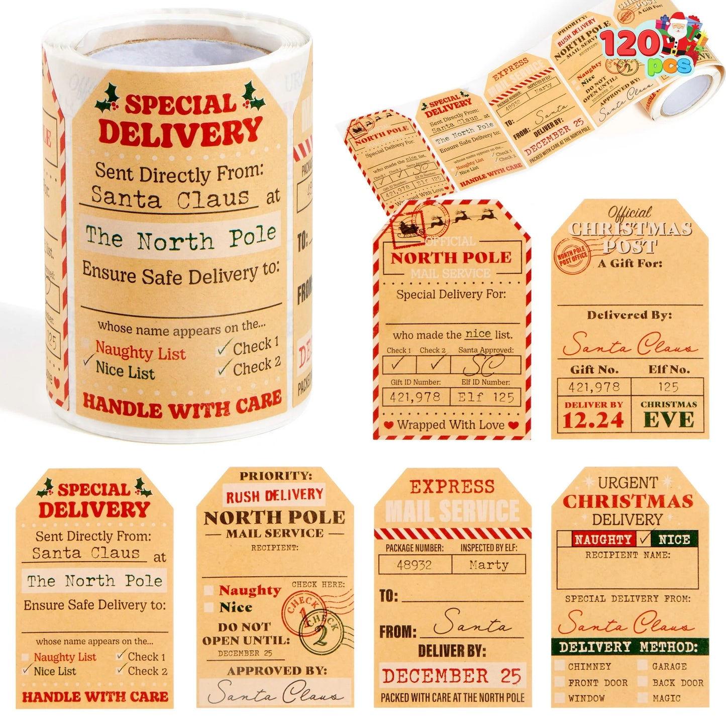SYNCFUN Christmas Gift Tag Kraft Paper North Pole Style