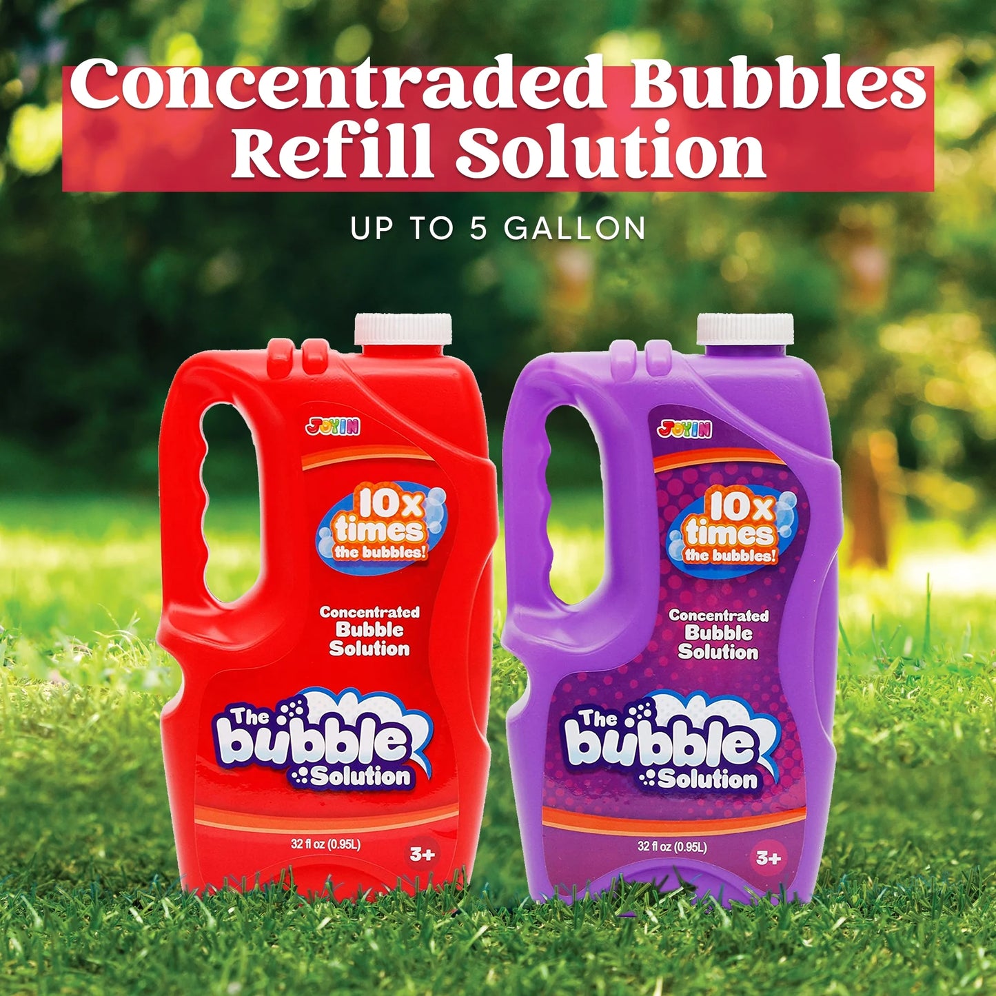 Syncfun 2 Bottles Bubble Solution Refill,64 oz Bubble Up to 5 Gallon for Kids,Bubble Gun,Bubble Gun Blower,Bubble Machine for Kids
