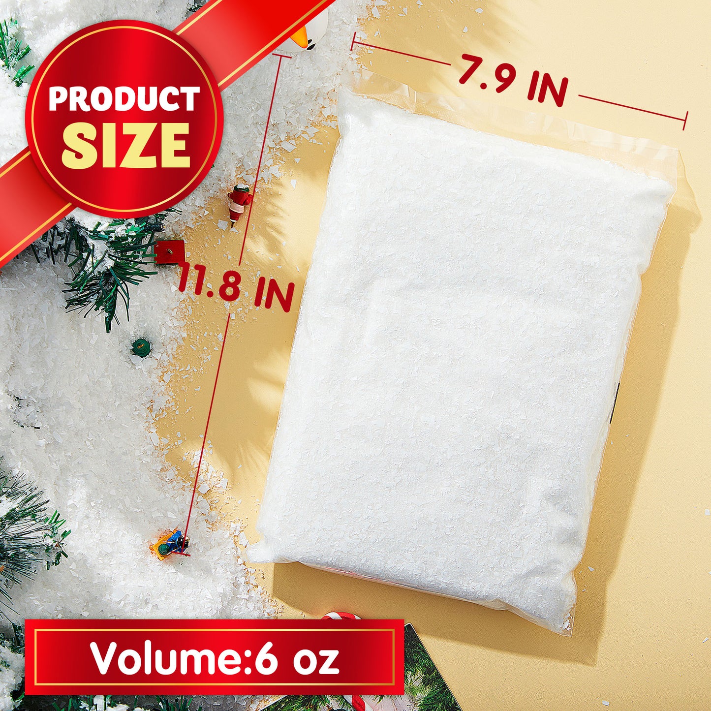 SYNCFUN 6 Oz Christmas Artificial Snow, Plastic Fake Snowball for Christmas Tree Decoration, Xmas Party Favors, Holiday Supplies, Winter Displays, Fake Snow Crafts, and Winter Decor