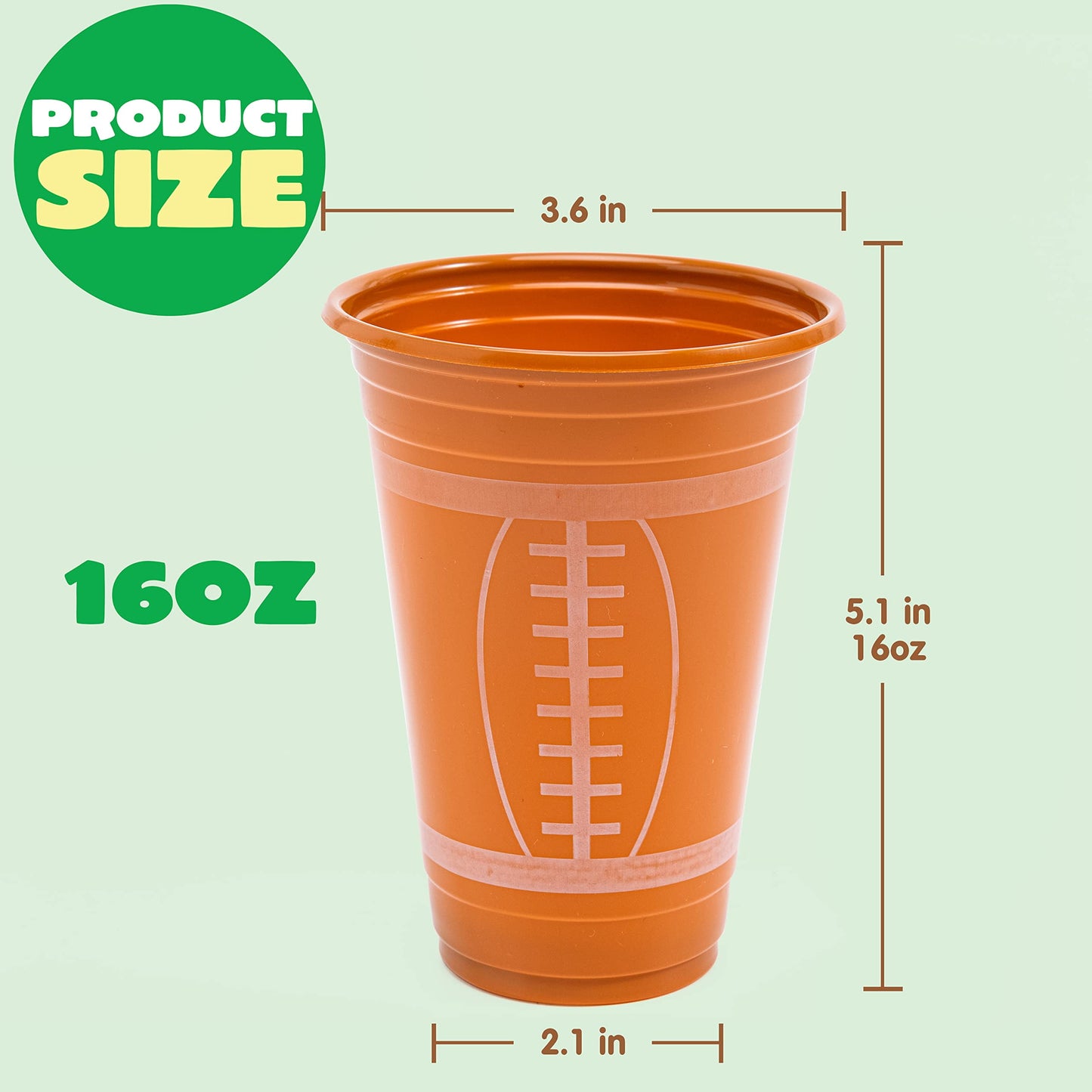 24-Pack Party Cups Bulk, 16 oz Football Disposable Plastic Cups Festive Tableware for Football Themed Party Supplies, Decorations, Party Drink Cups