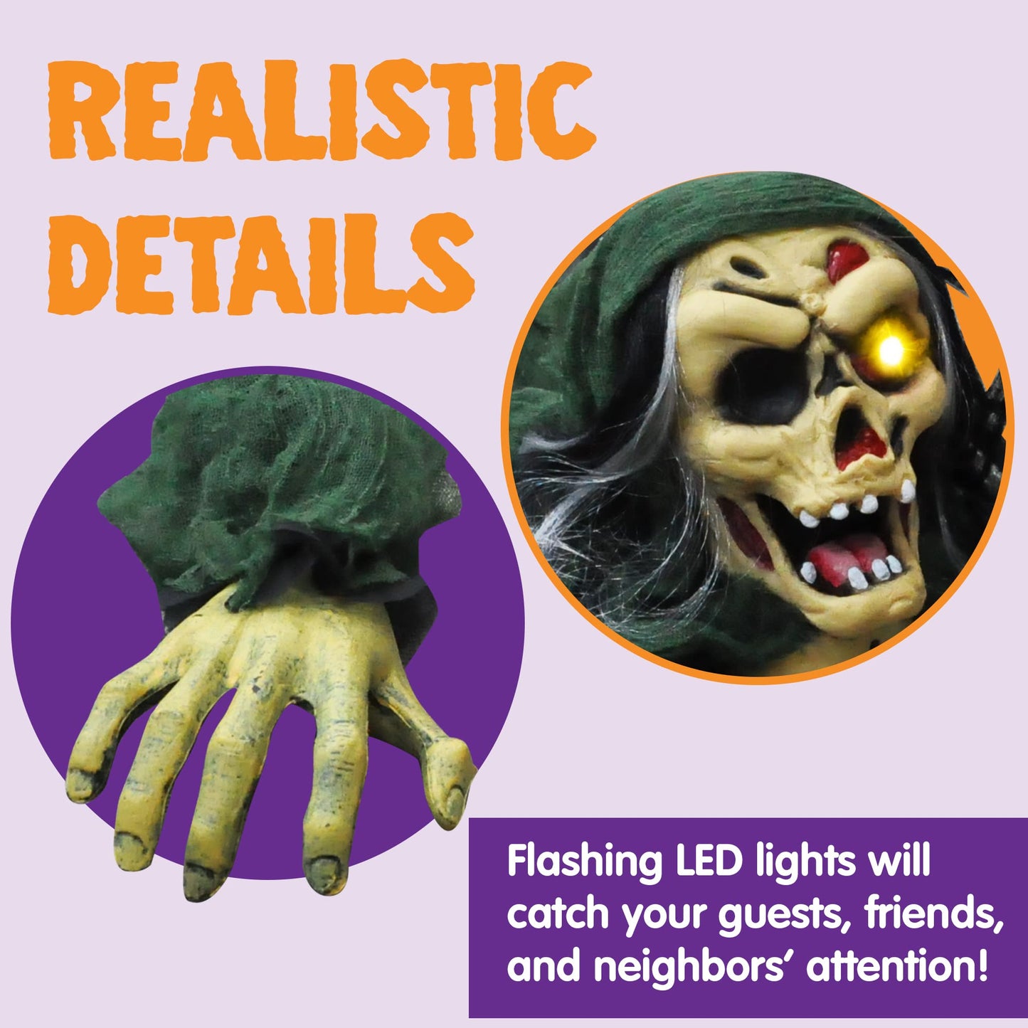 Joyfy Halloween Decorations Outdoor Groundbreaker Creepy Life Size Light Up Climbing Zombie Groundbreaker with Sound,Motion Activated Halloween Decorations Haunted House Decorations