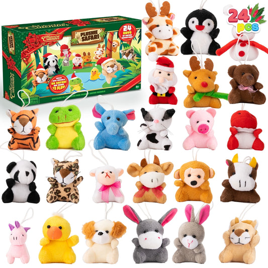 Syncfun Christmas Advent Calendar 2025 with Mini Animal Plush,24 Days Countdown Advent Calendar with 24 Stuffed Animals, Kids Girls Party Favors