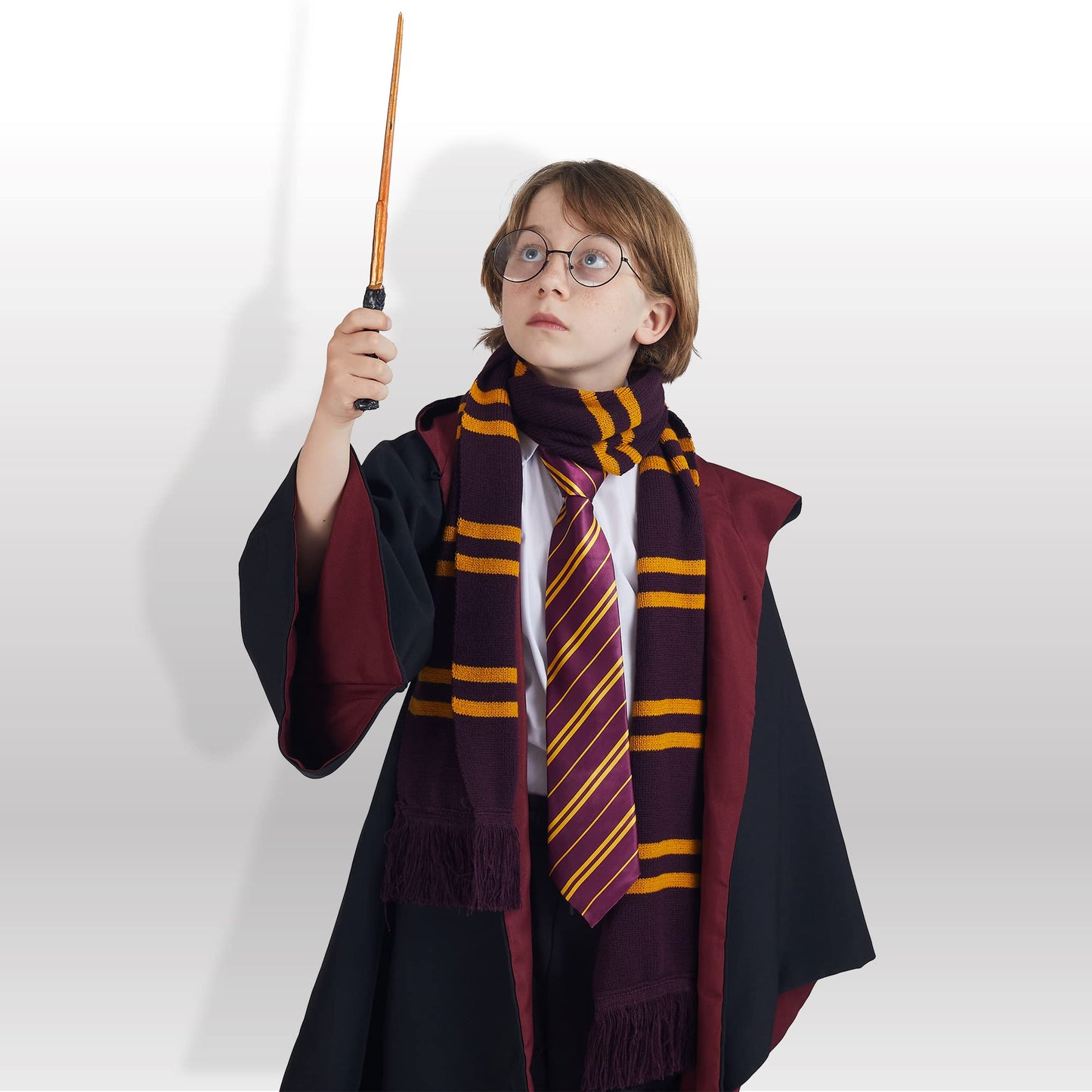 SYNCFUN 4 Pcs Halloween Wizard Costume Accessories Set with Glasses Tie Wand and Scarf,Cosplay Accessories for Kids and Adults Dress Up