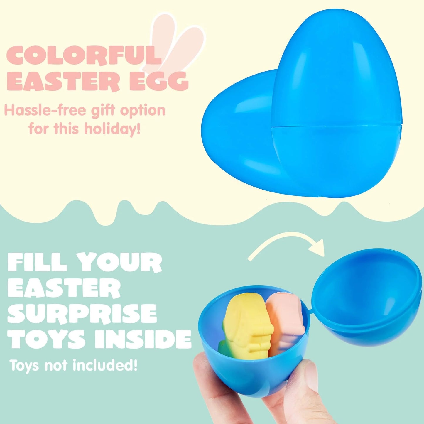 SYNCFUN 100 pcs 3.15" Unfilled Easter Eggs, Empty Plastic Easter Eggs Bulk Fillable with Candy, Treats, Presents For Toy Basket Party Favor, Easter Decorations
