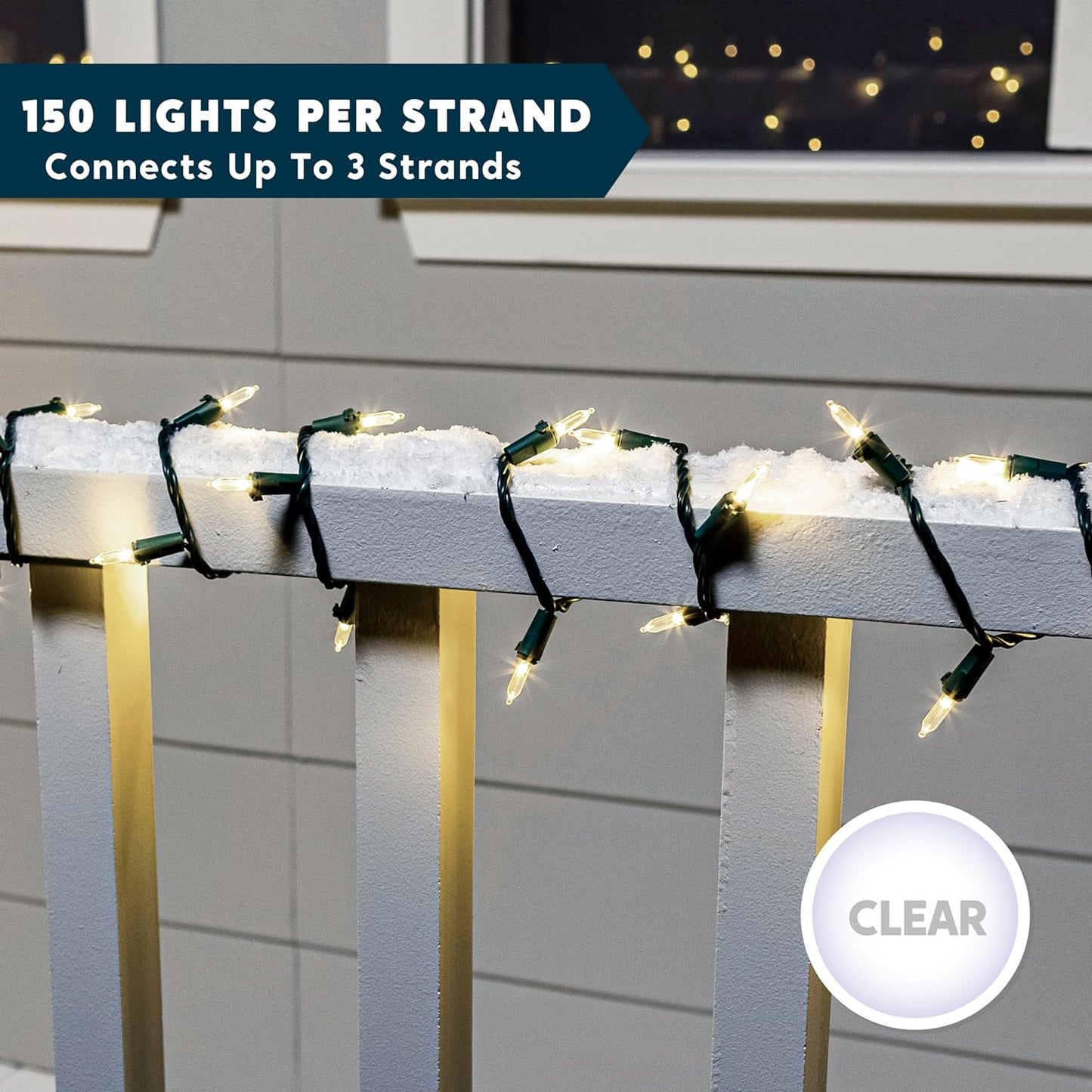 SYNCFUN Clear Christmas Lights,77.8FT 300(2x150)-Count Led Warm White Christmas String Lights,Connectable Green Wire Xmas Tree Lights for Indoor Outdoor Christmas Decorations Holiday Party Decor