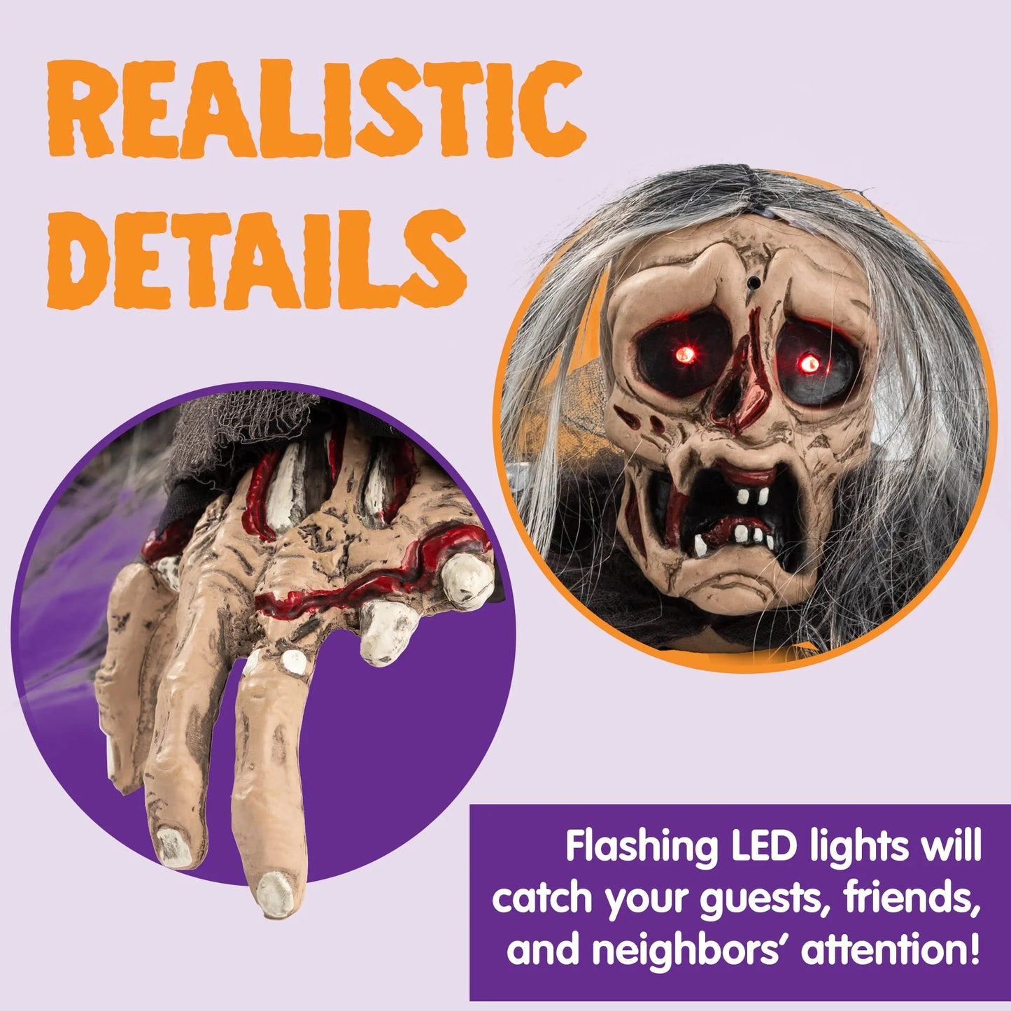 Joyfy Halloween Groundbreaker Halloween Decorations Zombie with Creepy Sound and Flashing Eyes,Outdoor Scary Halloween Yard Decorations,Haunted House Decorations