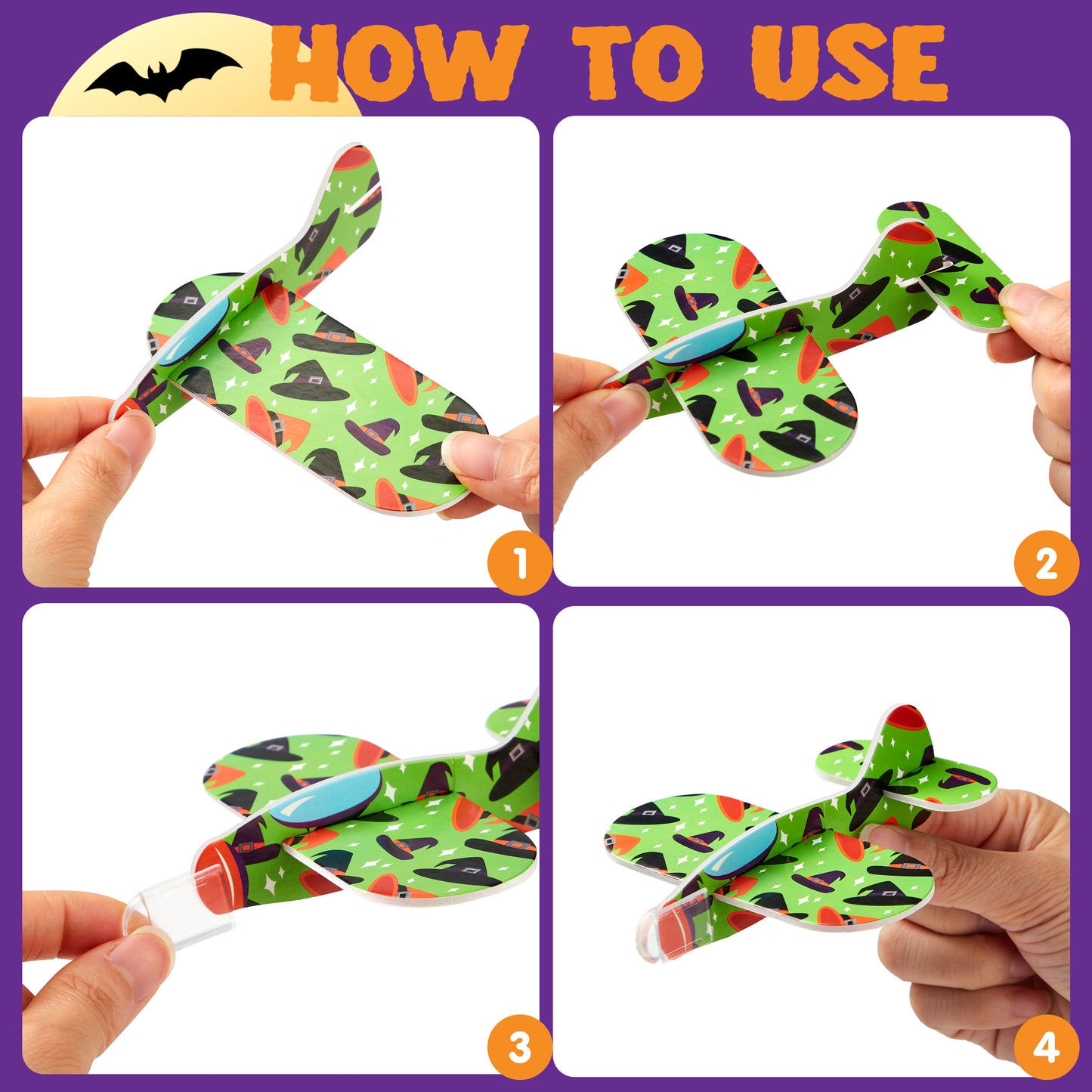 Joyfy 48 Pcs Halloween Foam Airplanes,12 Different Airplane Designs Halloween Toys Party Favors for Kids,Halloween Treat Bag Fillers