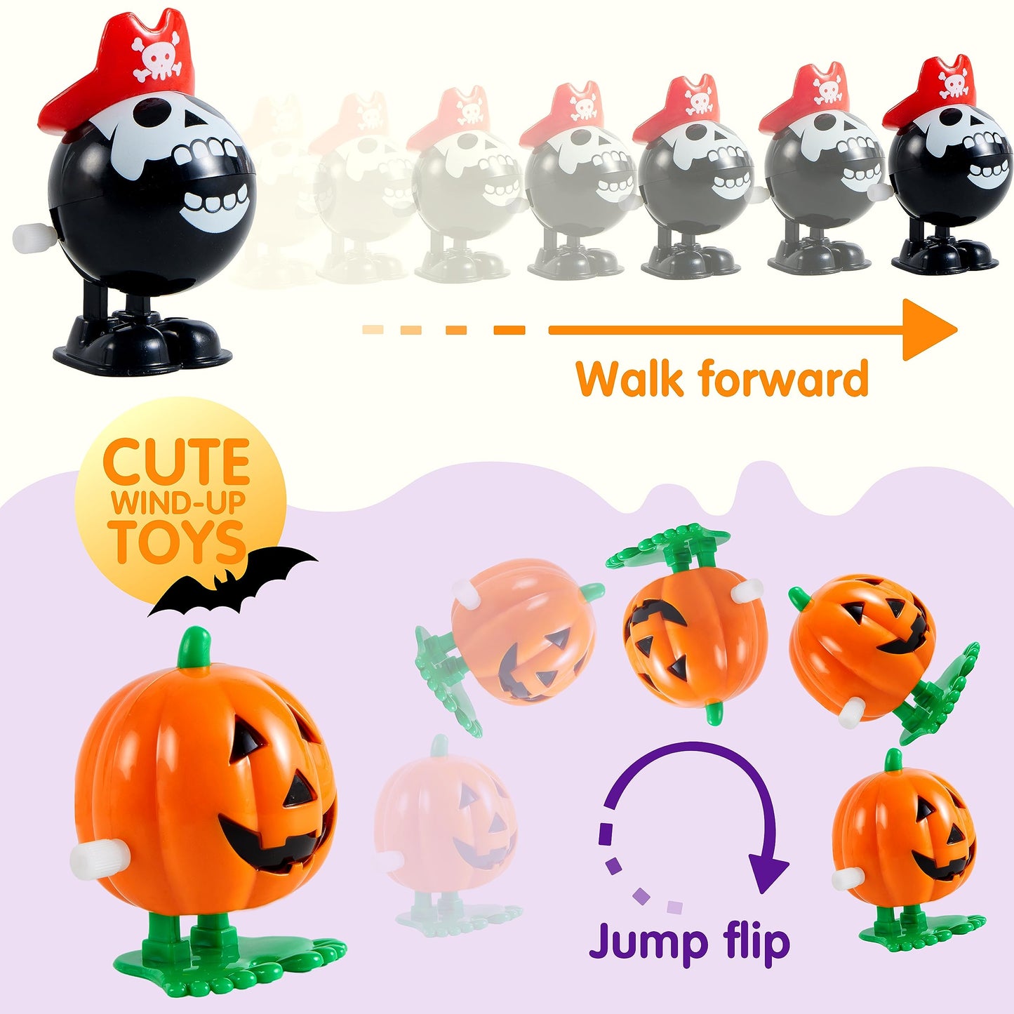 Joyfy 24 Pcs Halloween Wind Up Toys for Kids,Halloween Toys Bulk Halloween Gifts Halloween Basket Halloween Accessories,Halloween Goody Bags,Halloween Treat Bag Fillers
