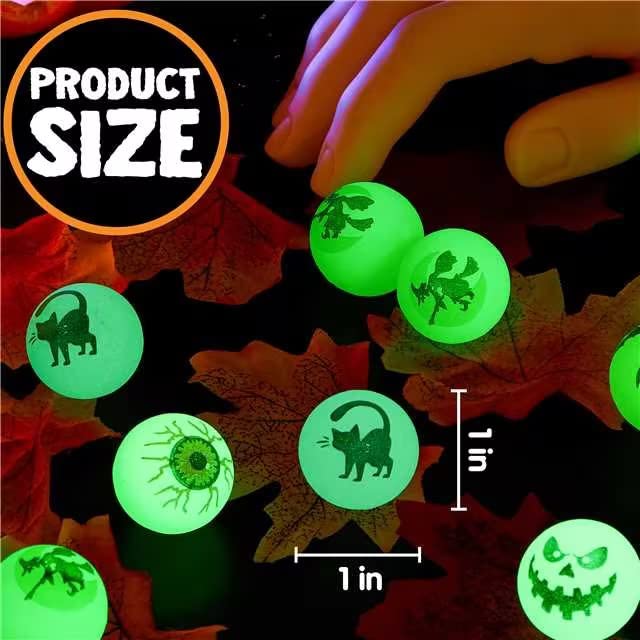 Joyfy 72 Pcs Halloween Bouncy Balls,20 Designs Glow in The Dark Bouncy Balls Halloween Toys for Kids,for Trick or Treaters,Halloween Goodies,Halloween Party Favors