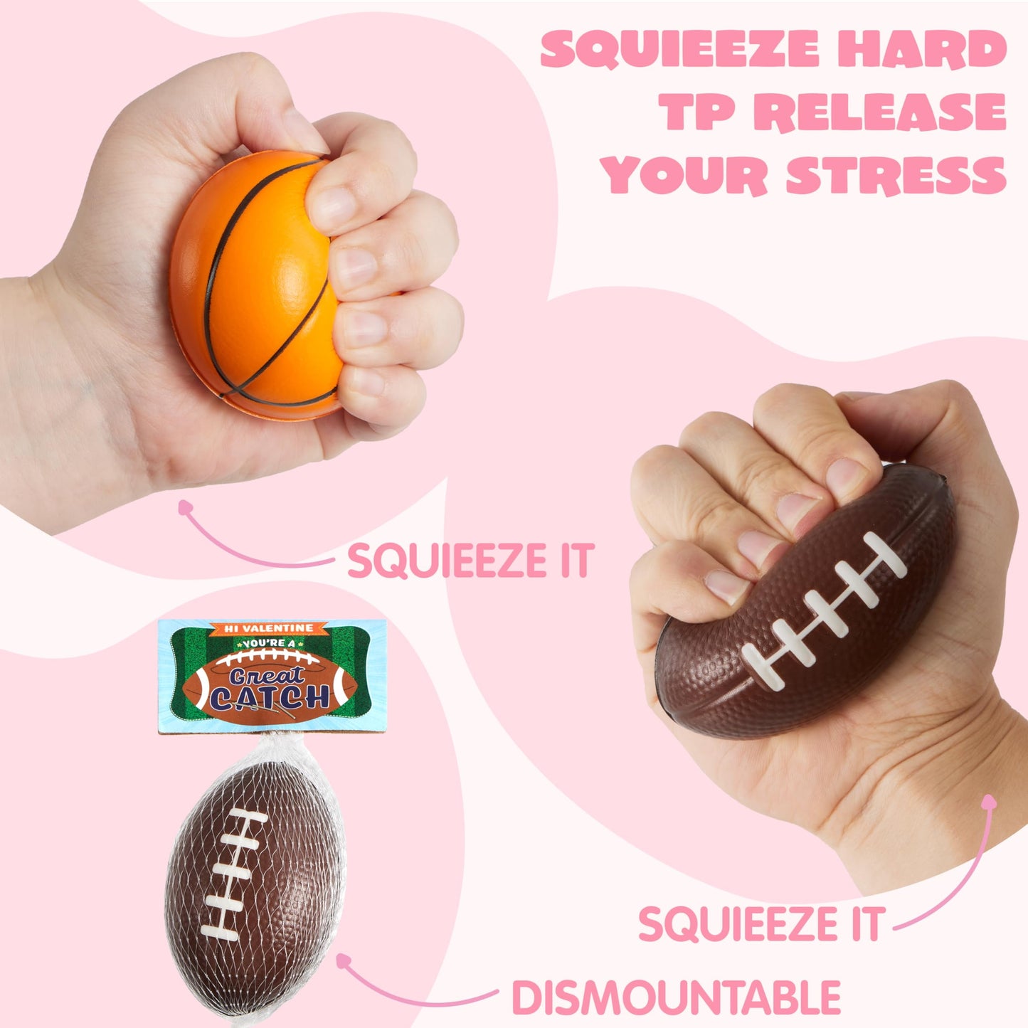 28 Packs Valentines Cards with Mini Sports Ball for Kids Boys, Figure Stress Balls Squeeze Foam Balls Bouncy Balls Toys for Valentines School Class Exchange Card, Party Favors