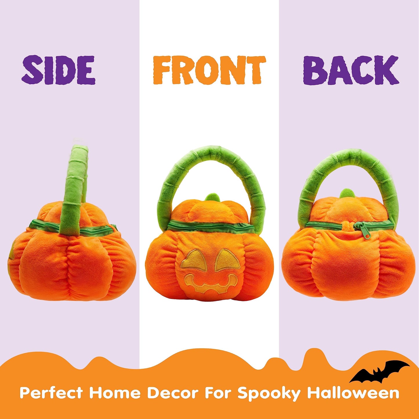 Joyfy 8 Pcs Halloween Basket with Stuffed Plush,Halloween Gift Basket Stuffers for Baby Kids Toddler,Halloween Toys,Halloween Pumpkin Decorations