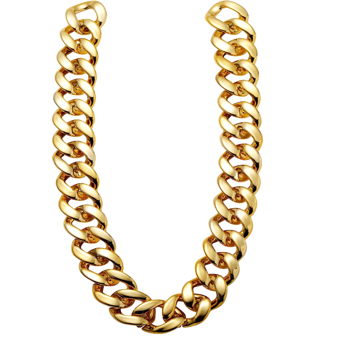 SYNCFUN Halloween Necklace Gold Chain,Plastic Chunky Fake Mens Women Chain,80s 90s Hip Hop Gold Jewlery Outfits Accessory,Halloween Props Costume