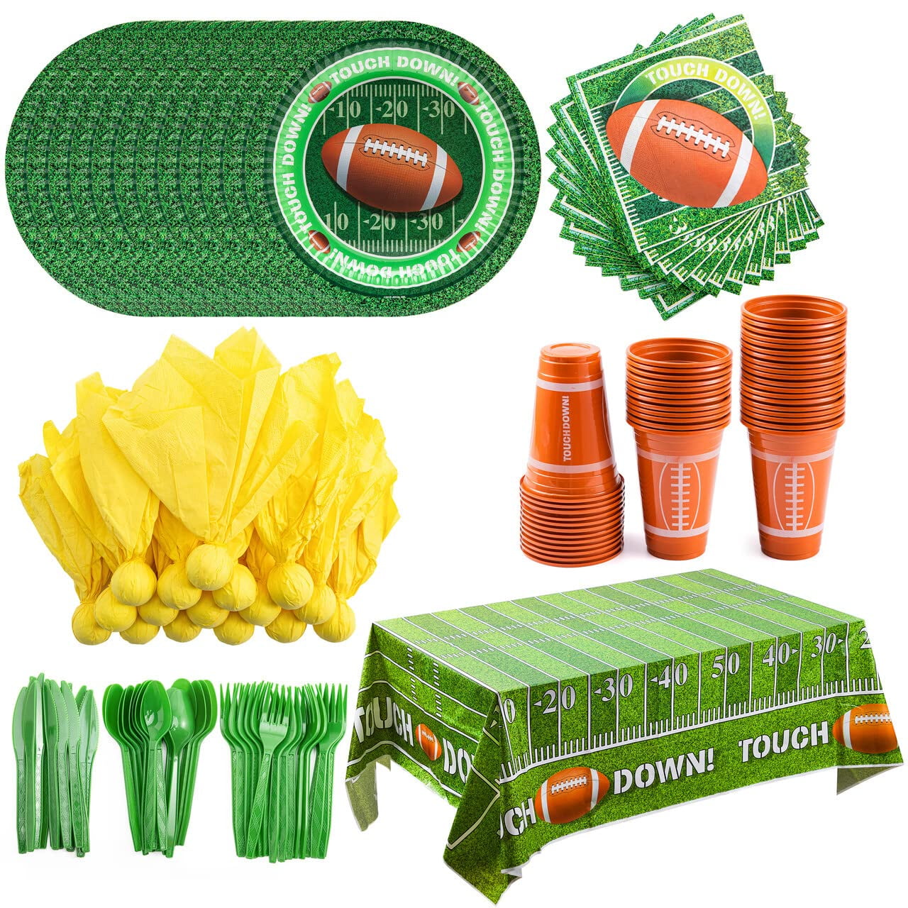 113 football themed party supplies set, suitable for 16 people, including cups, paper plates