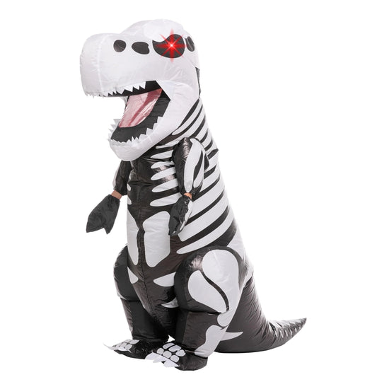 Joyfy Inflatable Costume for Kids, LED Light Eyes Skeleton Dinosaur Costume, Full Body Tyrannosaurus Rex Inflatable Costume, Suitable for Halloween Theme Dress up Party