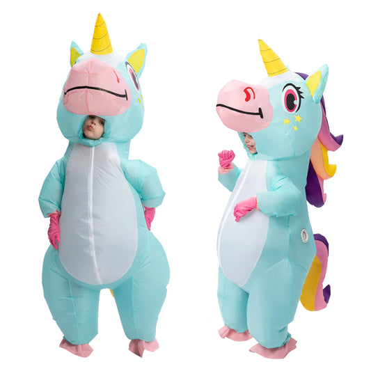 Joyfy Inflatable Costume for Kids, Full Body Unicorn Costume, Unicorn Air Blown Costume, Unicorn Halloween Costume for Boys and Girls Dress Up Party