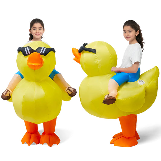 Joyfy Inflatable Costume for Kids, Ride-On Yellow Duck Costume, Inflatable Ride-On Costume, Halloween Duck Inflatable Costume, Perfect for Halloween Dress up Party