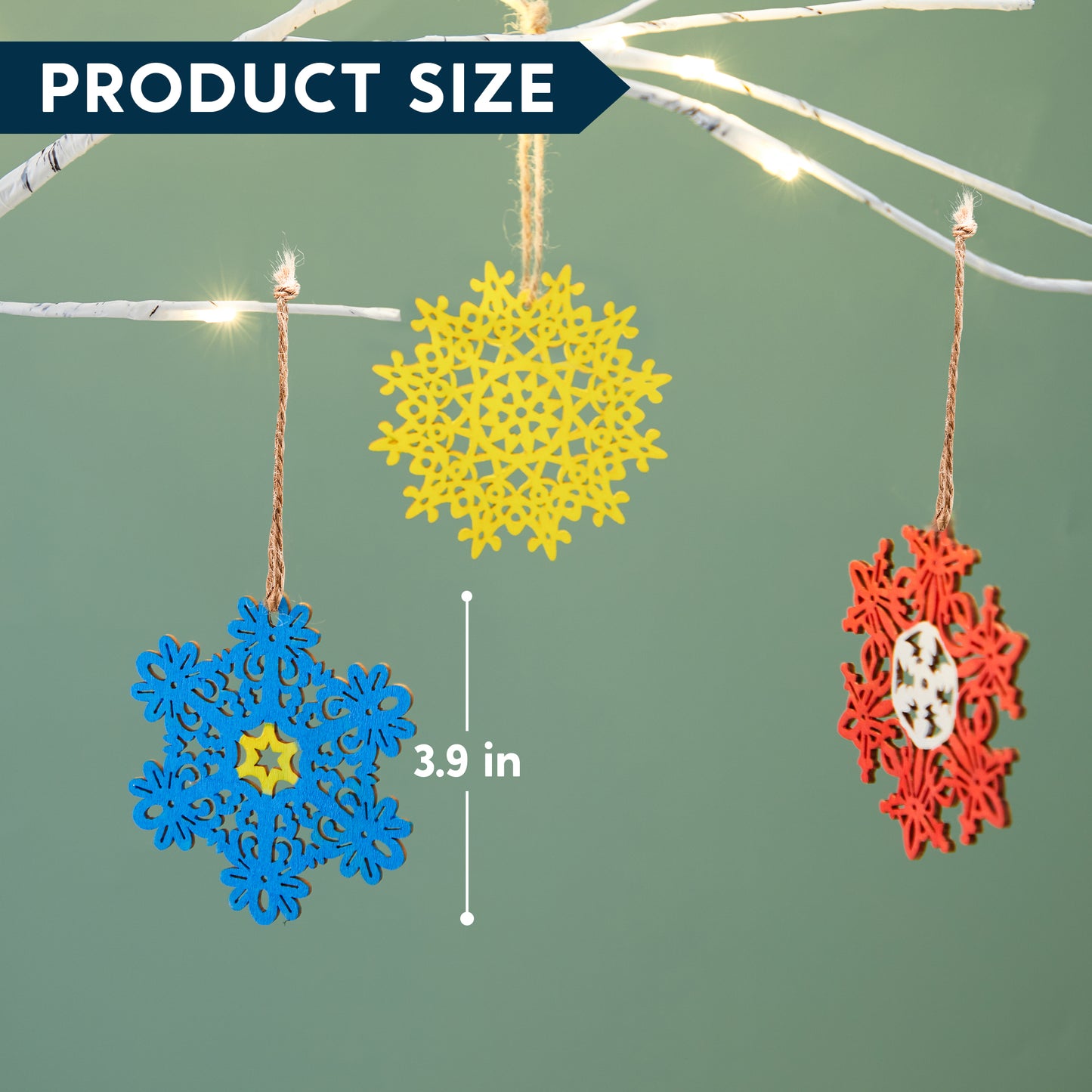 SYNCFUN 60 Pcs Wooden Snowflake Ornaments for Christmas Tree Decoration and Holiday Party Favors