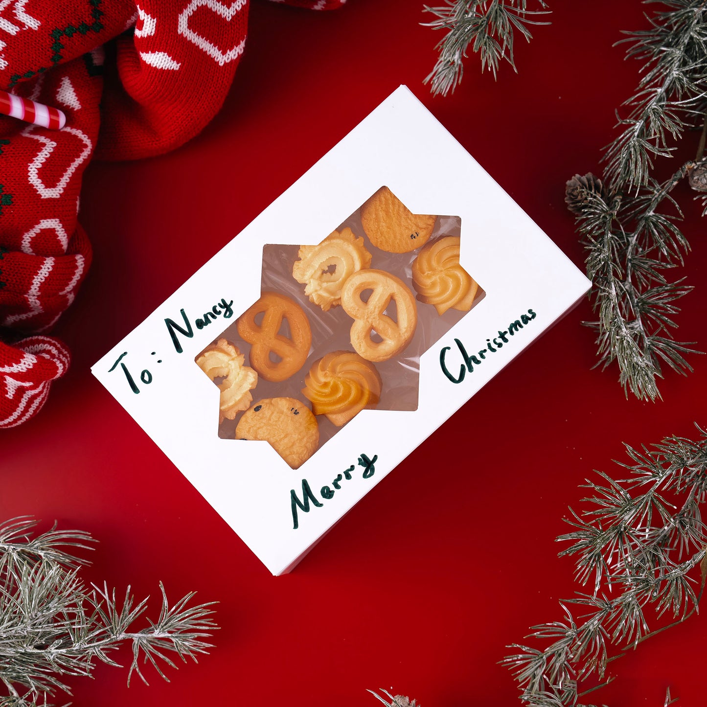 Joyfy 24 Pcs Christmas White Cookie Boxes Bakery Treat Gift Box with Window 8.5" x 5.75" x 2.75" for Pastries, Cupcakes, Cookies, Brownies, Donuts Gift Giving