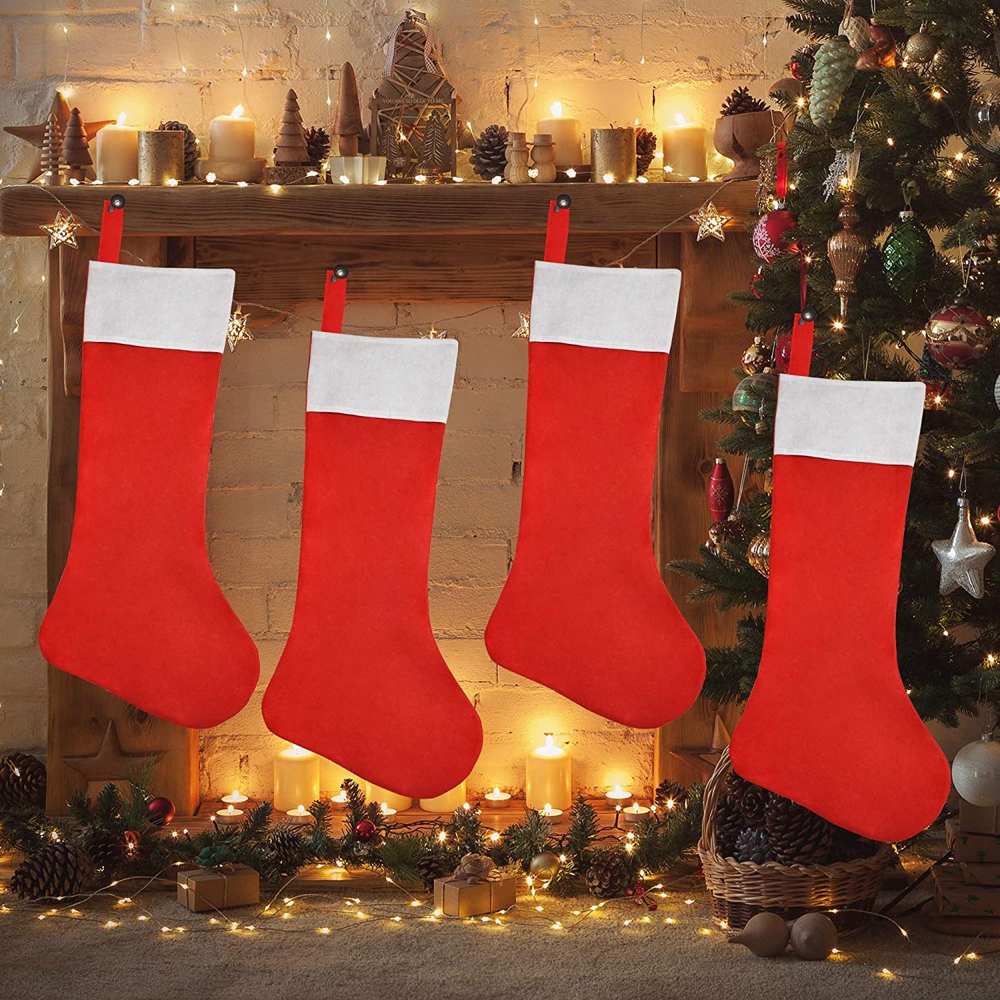 Joyfy 4 Pcs 38" Jumbo Felt Christmas Stockings, Giant Christmas Stocking Large Christmas Stocking for Family Holiday Season Decorations