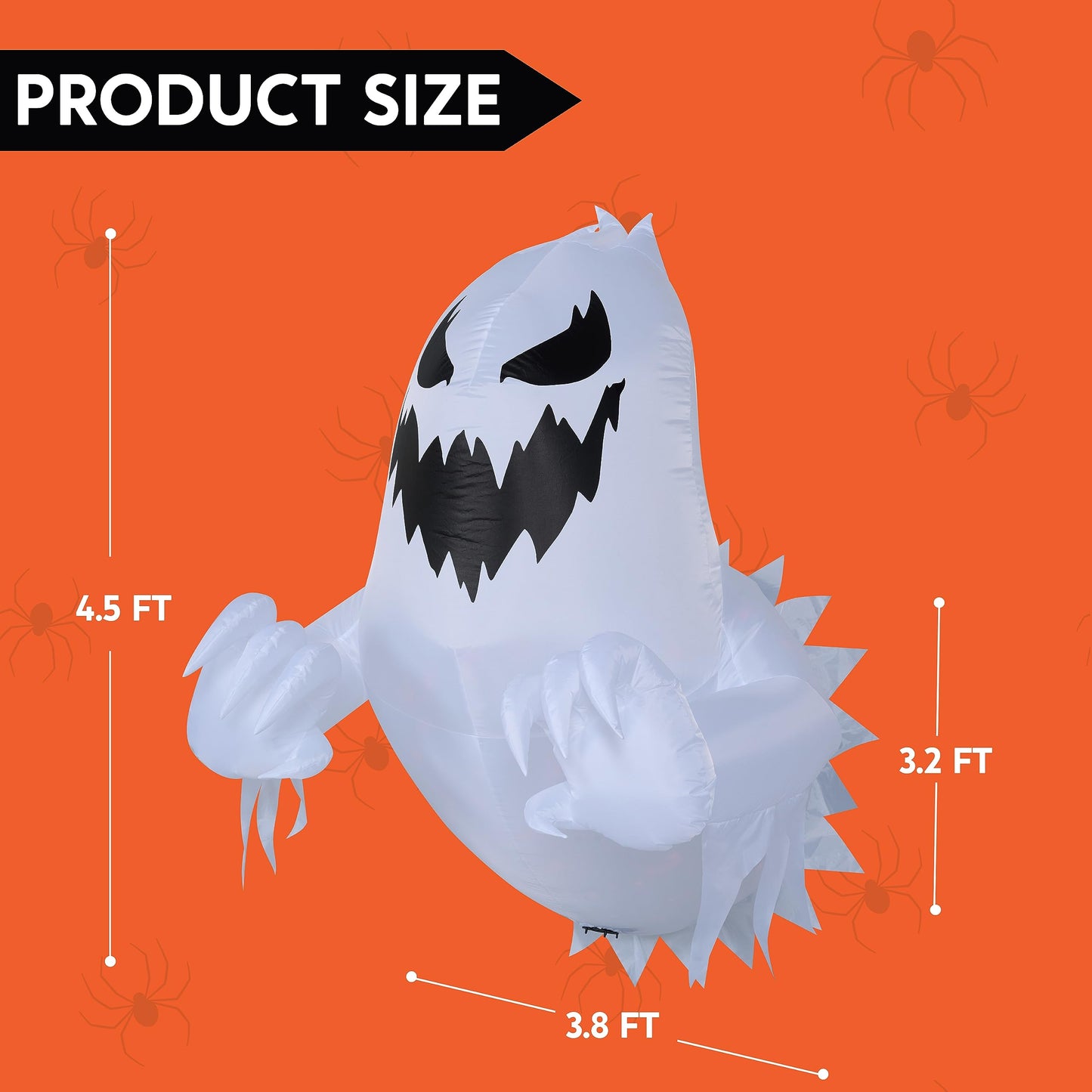 Syncfun 4.5 FT Halloween Inflatable Ghost Broke Out from Window with Built-in Rotating Red LED Blow Up Inflatable for Window Decoration Yard Garden Lawn Decor