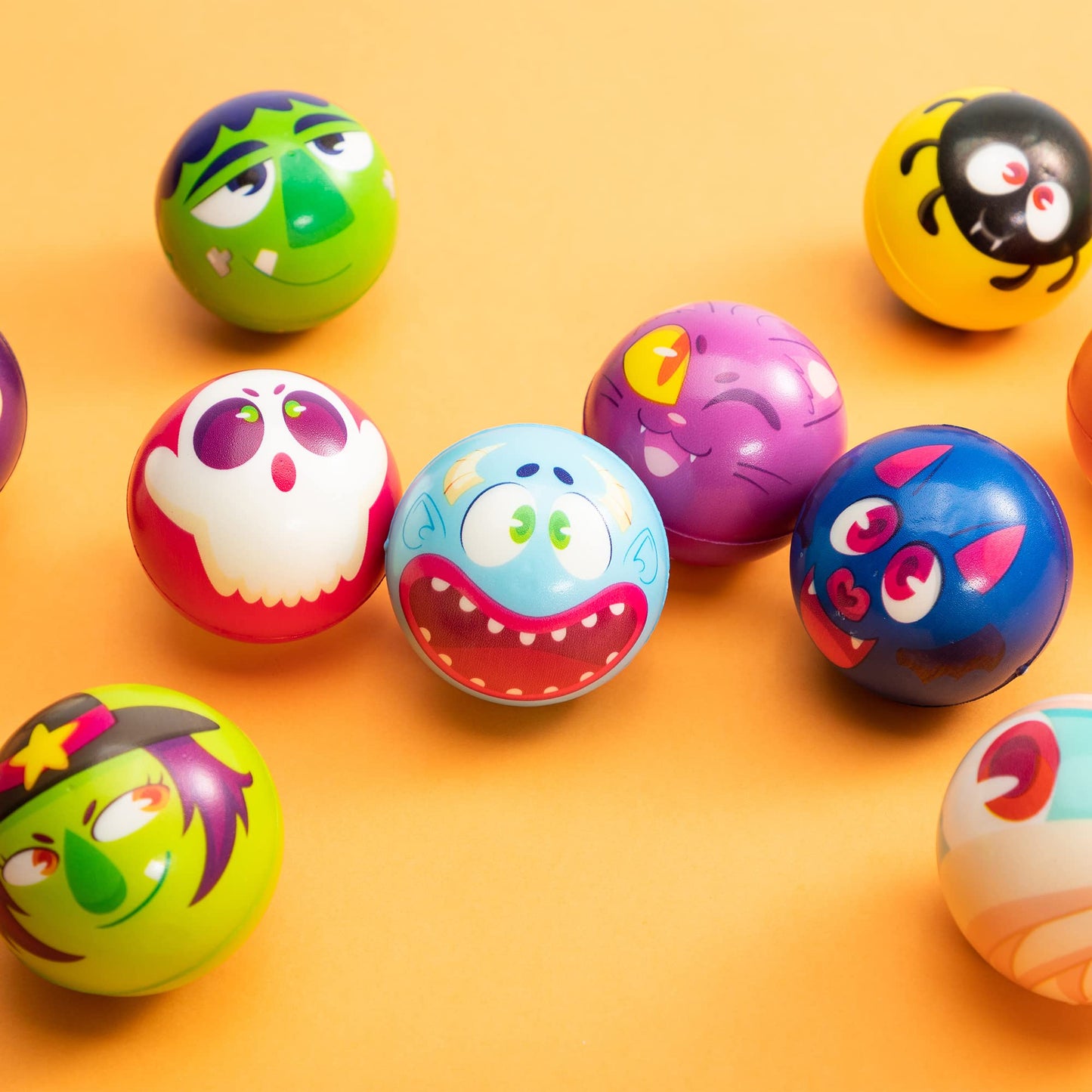 JOYIN 24 Pcs Halloween Stress Balls for Kids,Halloween Funny Stress Balls Fidget Toys Bulk,Halloween Squishy Toys,Halloween Party Favor