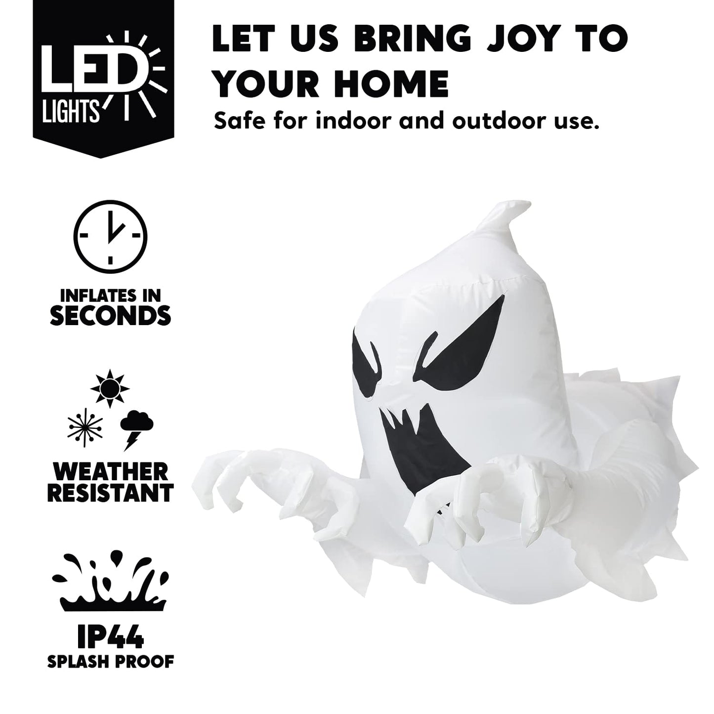 Syncfun 4.5 FT Halloween Inflatable Decorations Outdoor Scary Flying Ghost Broke Out from Window with Built-in LED Blow Up Inflatable for Window Decoration Yard Garden Lawn Decor
