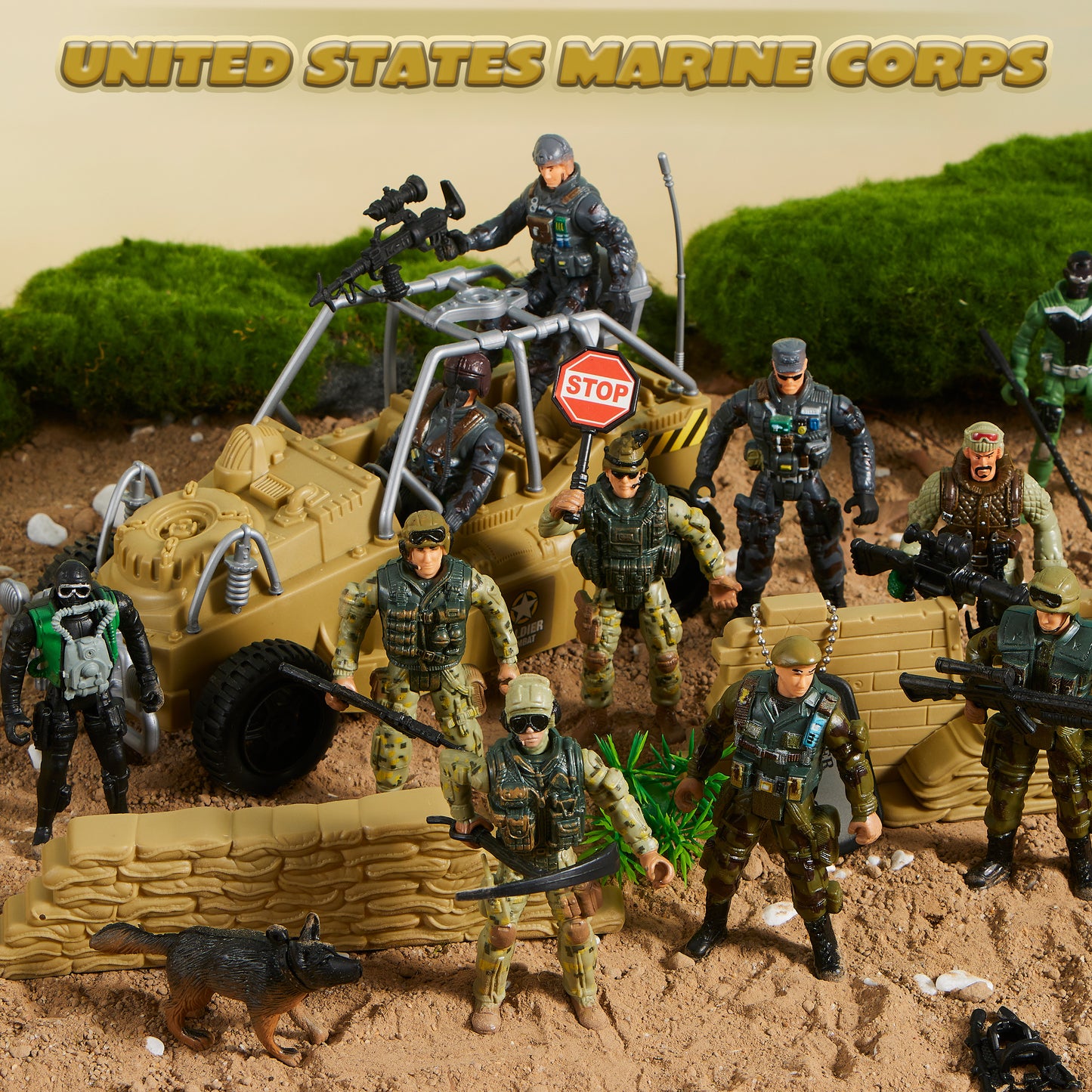 SYNCFUN 16 Pcs Army Men Action Figures for Boys, Military Toy with 12 Realistic Army Ranger and Weapon Gear Accessories