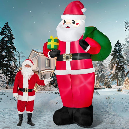Joyfy 12 ft Tall Giant Christmas Inflatable Santa with Gifts, Santa Blow Up Outside Christmas Decorations with Build in LEDs for Xmas Outdoor Decorations Yard Indoor Outdoor Garden Lawn Party Decor
