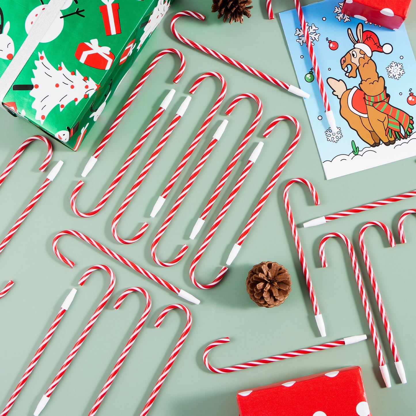 Joyfy 48 Pcs Christmas Candy Cane Pen, Christmas Decoration