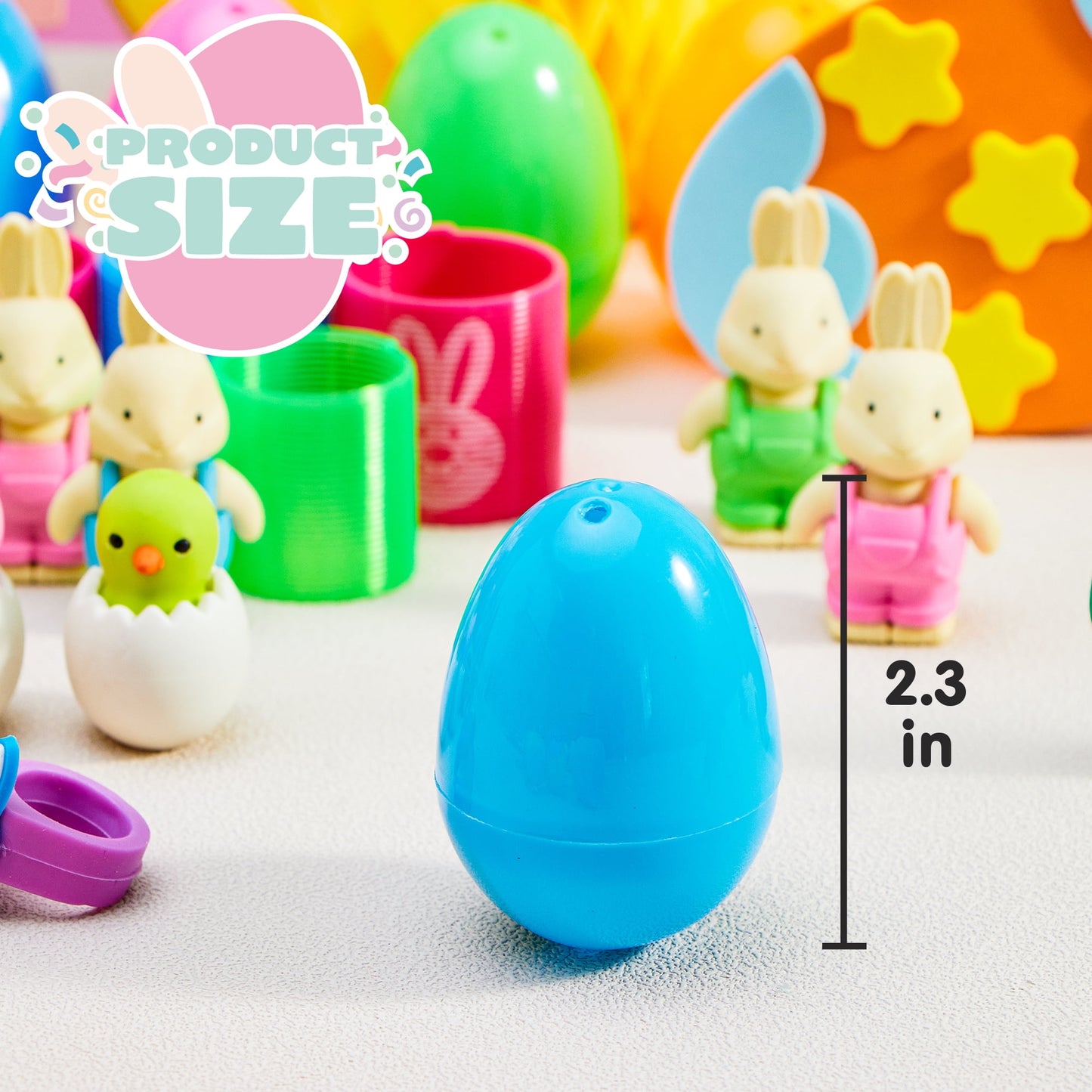 100 Pcs Toys Bulk Stuffed Easter Eggs with Easter Stickers and Toys Inside for Easter Hunts Basket Stuffers Easter Party Favor Surprise Gifts