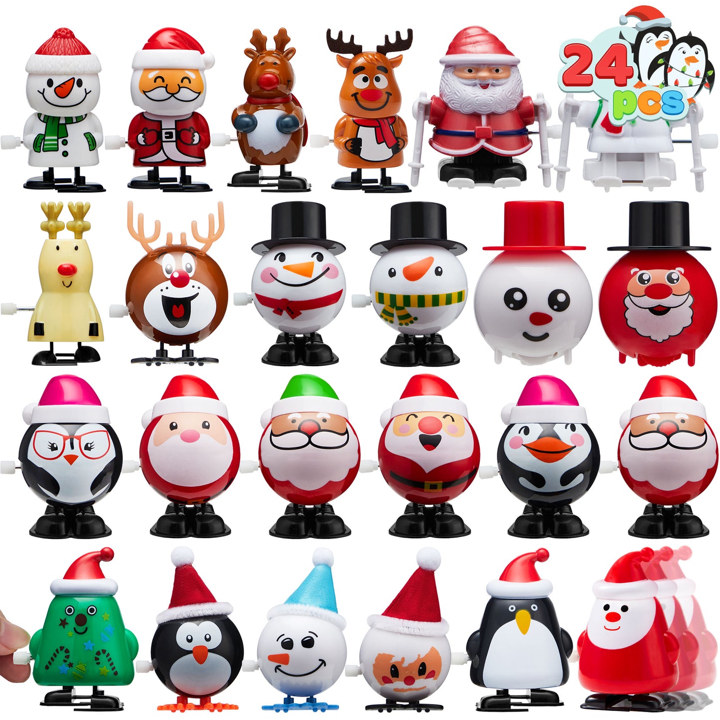 Joyfy 24 Pcs Christmas Wind Up Toys for Kids Party Favors,Clockwork Toys for Child Xmas Stuffers Birthday Gifts