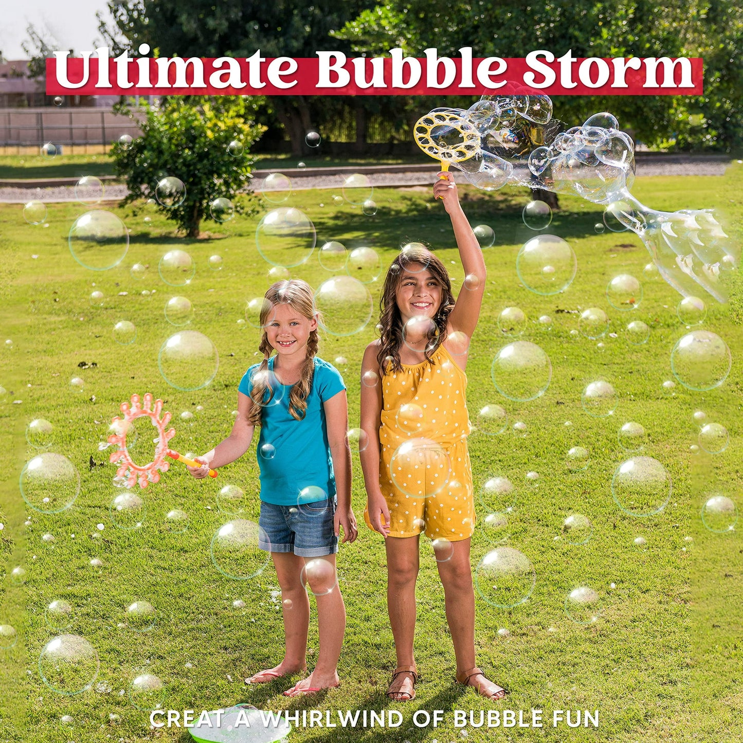 Syncfun 12pcs 21" Giant Bubble Wands Set with Tray for Kids, Summer, Outdoor Play, Birthday Party, Games, 6 Pcs Bubble Solution Suitable for All Age People