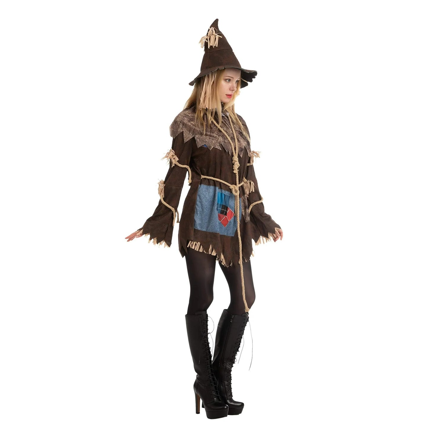 Joyfy Scary Scarecrow Costume for Adult Women Halloween Dress-Up Party Cosplay
