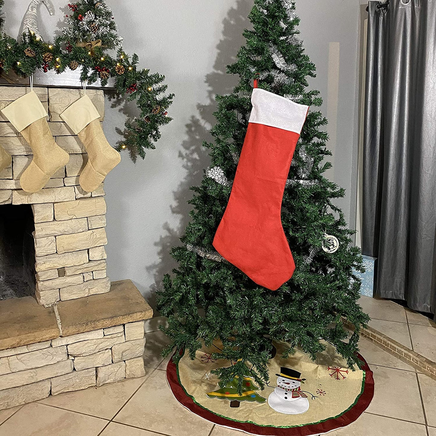 Joyfy 4 Pcs 38" Jumbo Felt Christmas Stockings, Giant Christmas Stocking Large Christmas Stocking for Family Holiday Season Decorations